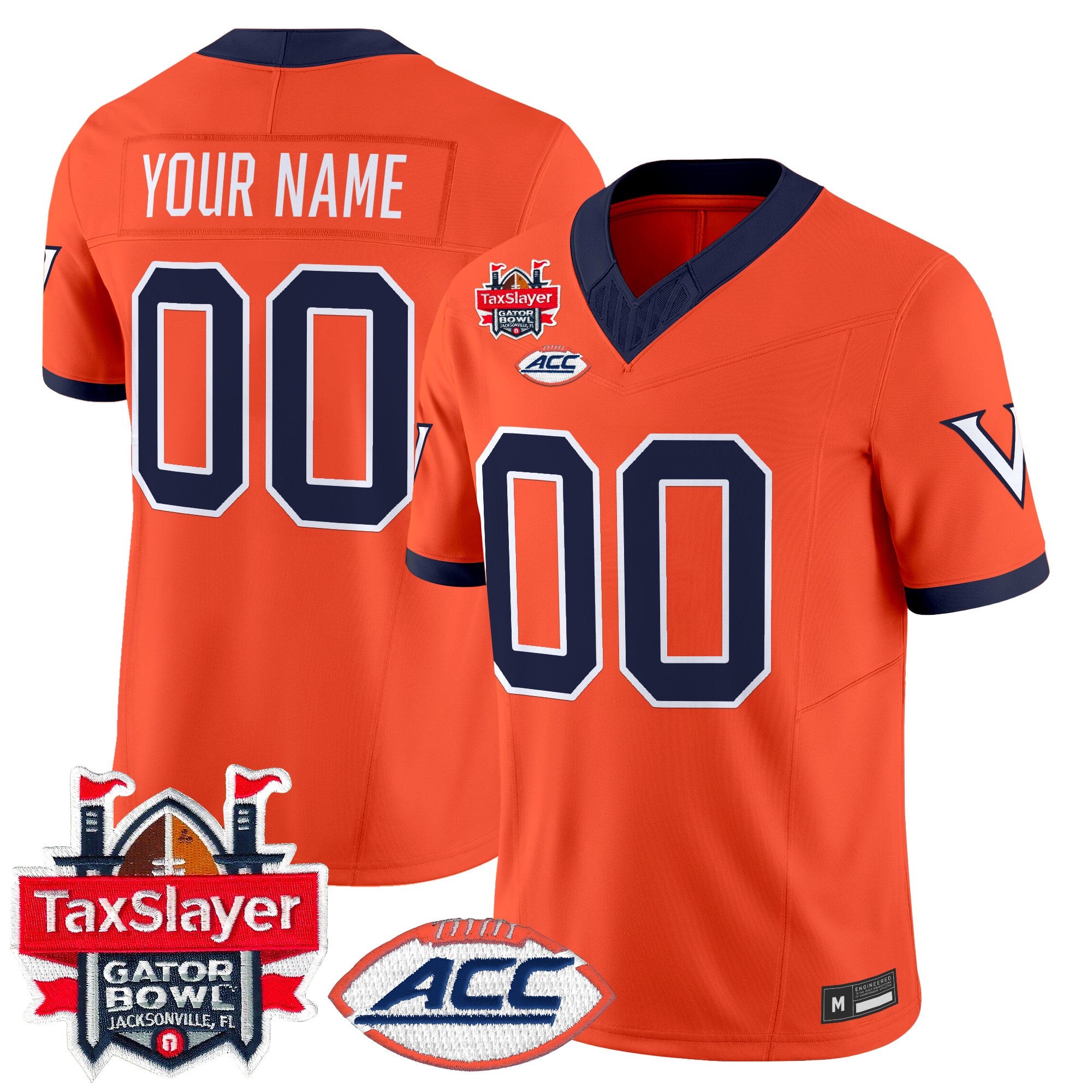 Virginia Cavaliers 1995 Throwbacks Vapor Limited Custom Jersey - Gator Bowl Patch - All Stitched