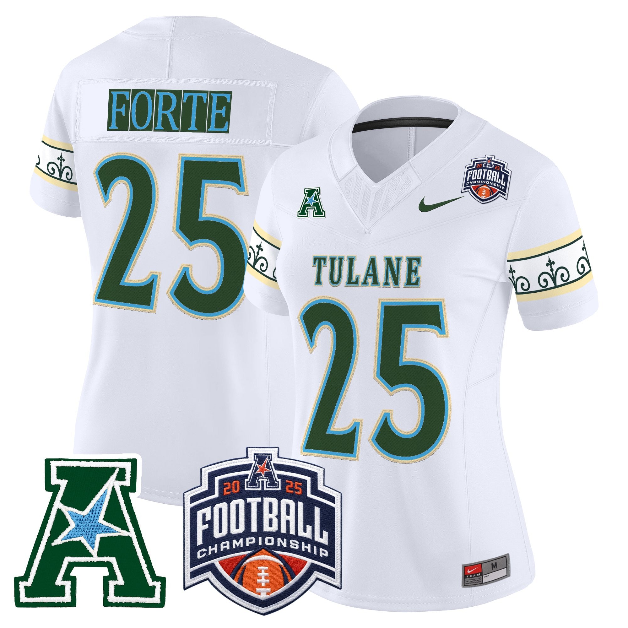 Women's Tulane Green Wave 'City Edition' Vapor Limited Jersey - 2025 AAC Championship Patch - All Stitched
