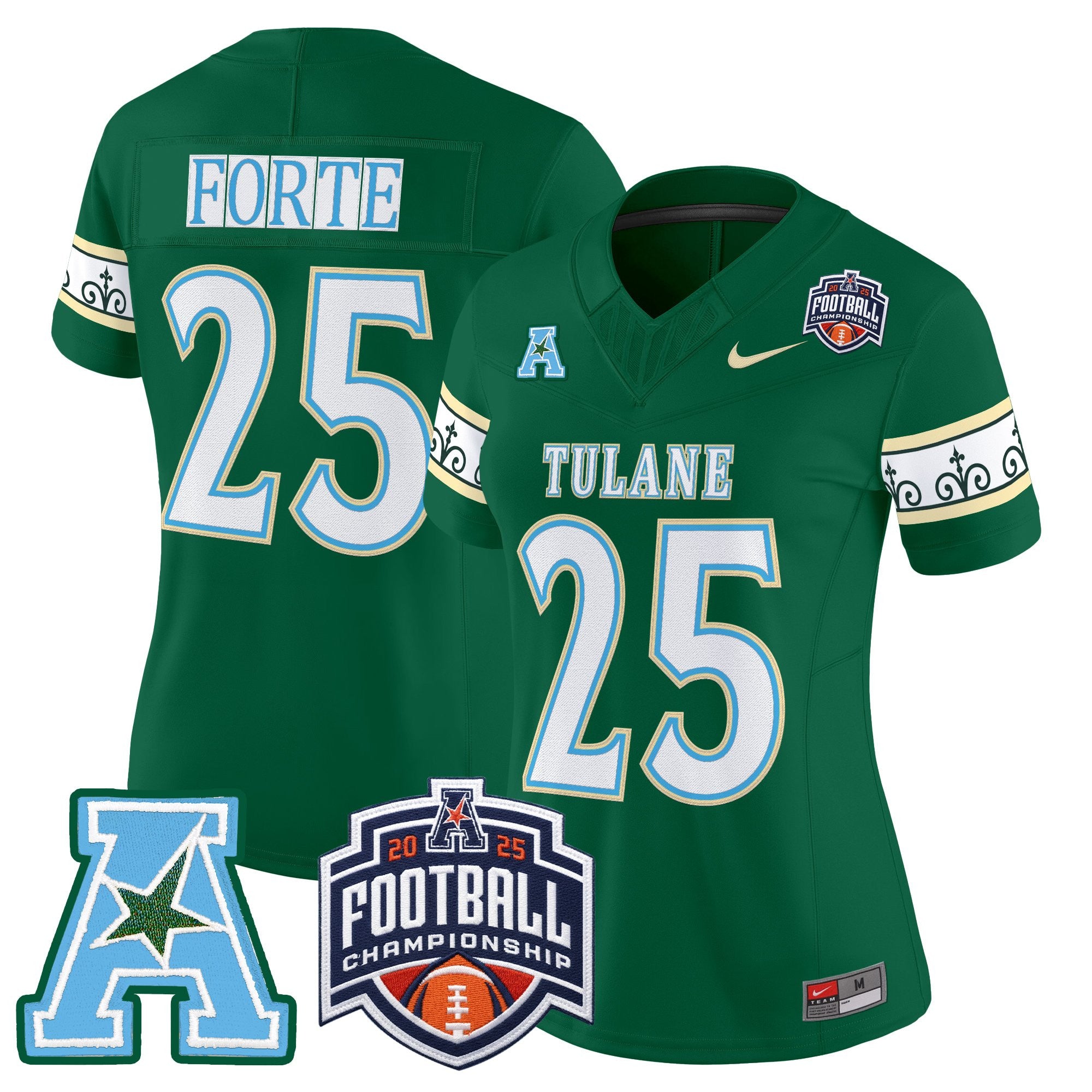 Women's Tulane Green Wave 'City Edition' Vapor Limited Jersey - 2025 AAC Championship Patch - All Stitched