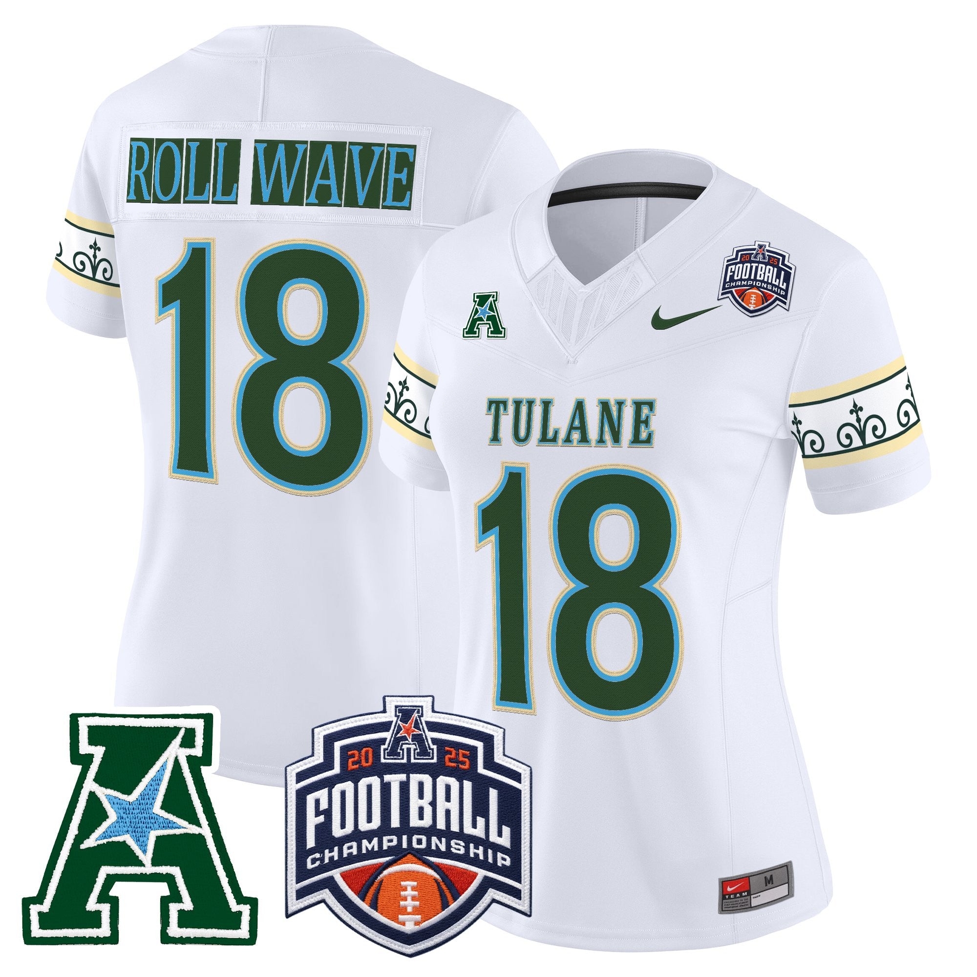 Women's Tulane Green Wave 'City Edition' Vapor Limited Jersey - 2025 AAC Championship Patch - All Stitched