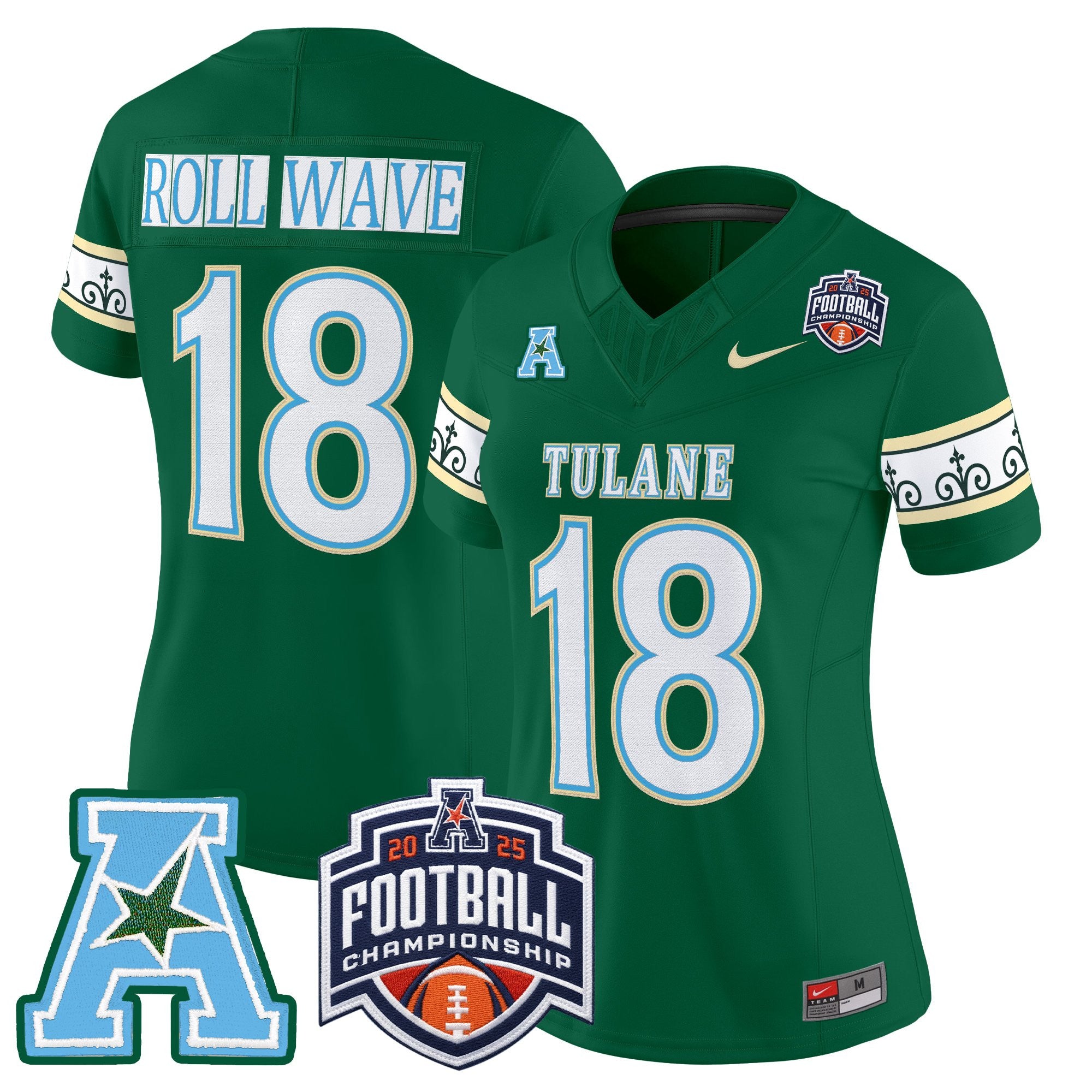 Women's Tulane Green Wave 'City Edition' Vapor Limited Jersey - 2025 AAC Championship Patch - All Stitched