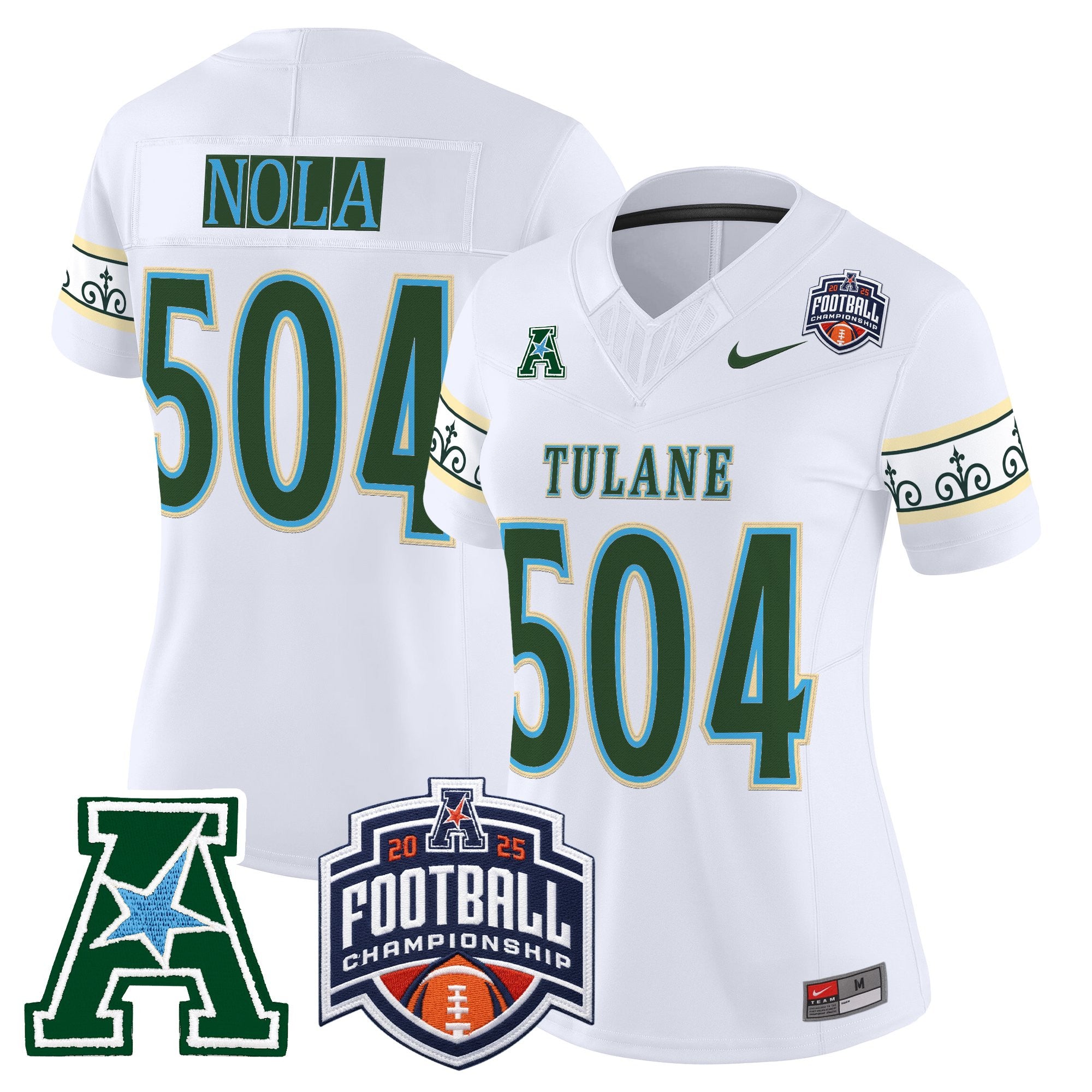 Women's Tulane Green Wave 'City Edition' Vapor Limited Jersey - 2025 AAC Championship Patch - All Stitched