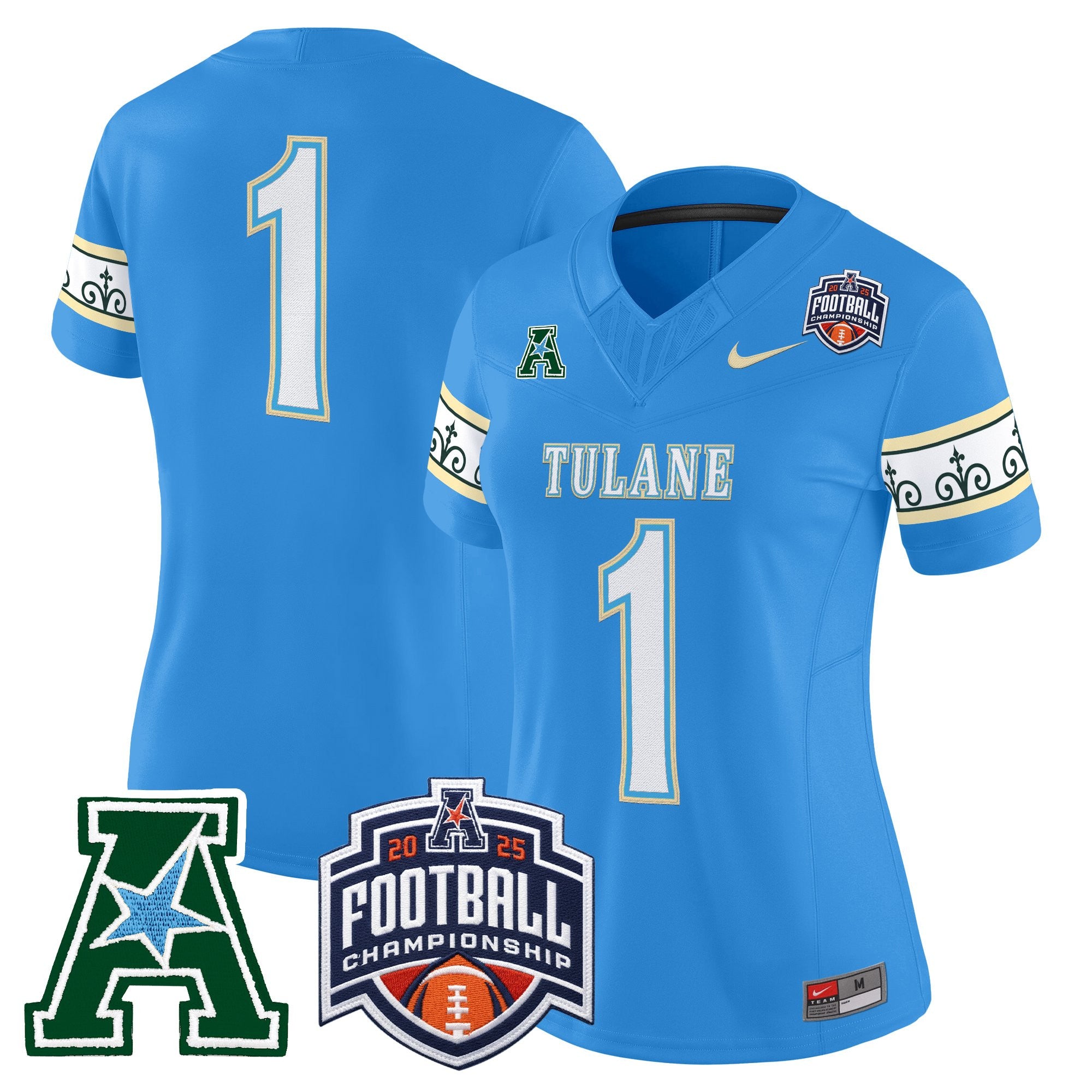 Women's Tulane Green Wave 'City Edition' Vapor Limited Jersey - 2025 AAC Championship Patch - All Stitched