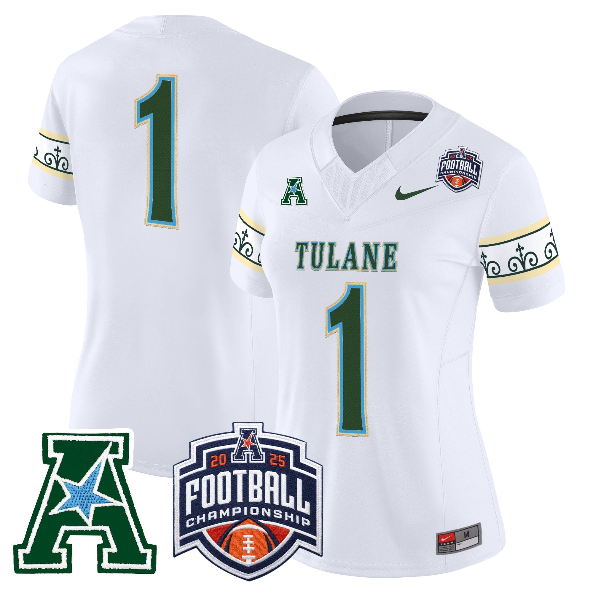 Women's Tulane Green Wave 'City Edition' Vapor Limited Jersey - 2025 AAC Championship Patch - All Stitched