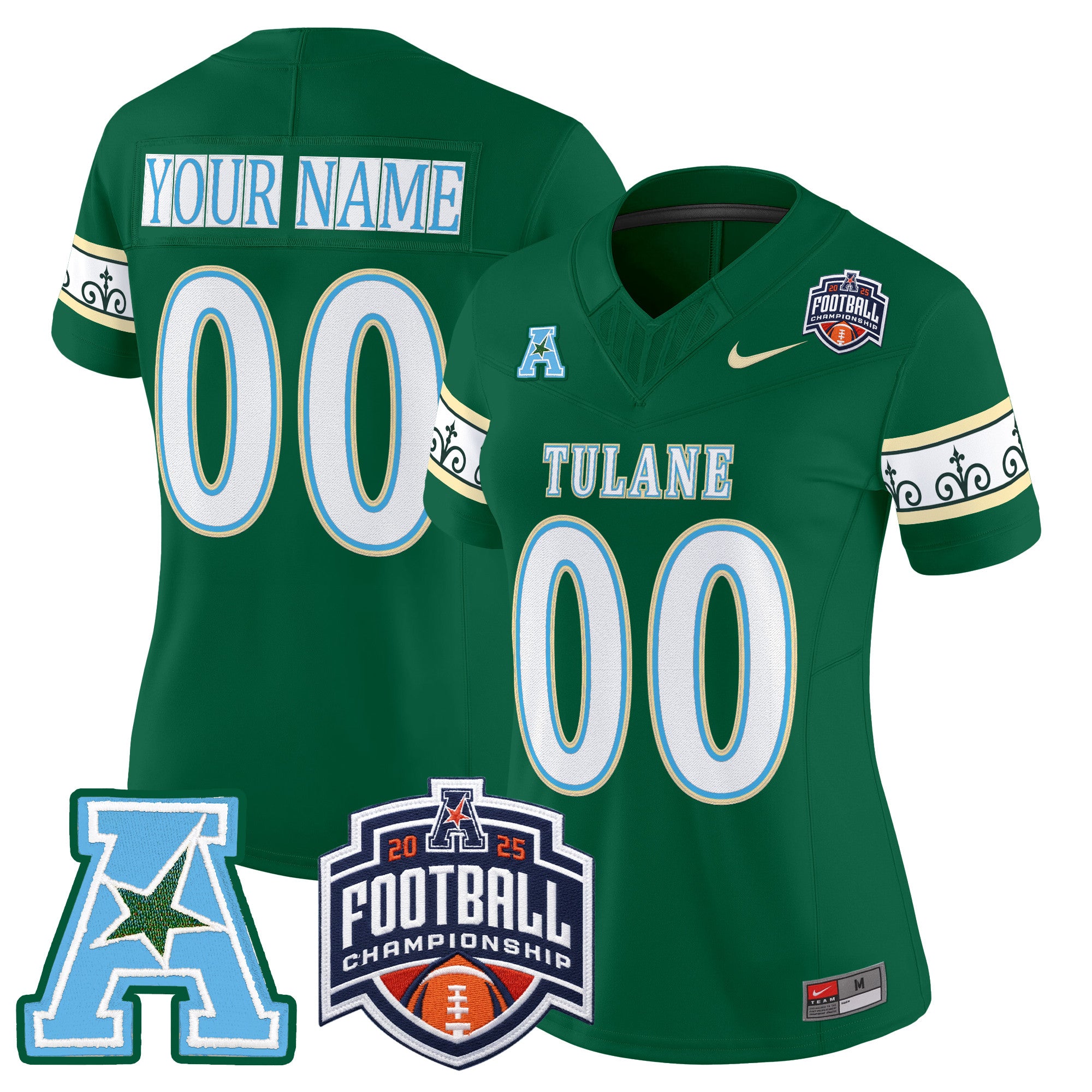 Tulane Green Wave 'City Edition' Vapor Limited Custom Jersey - 2025 AAC Championship Patch - All Stitched