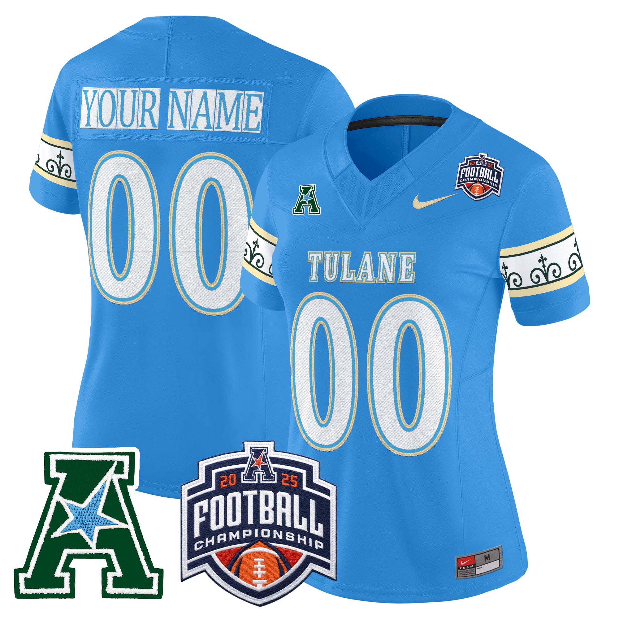 Tulane Green Wave 'City Edition' Vapor Limited Custom Jersey - 2025 AAC Championship Patch - All Stitched