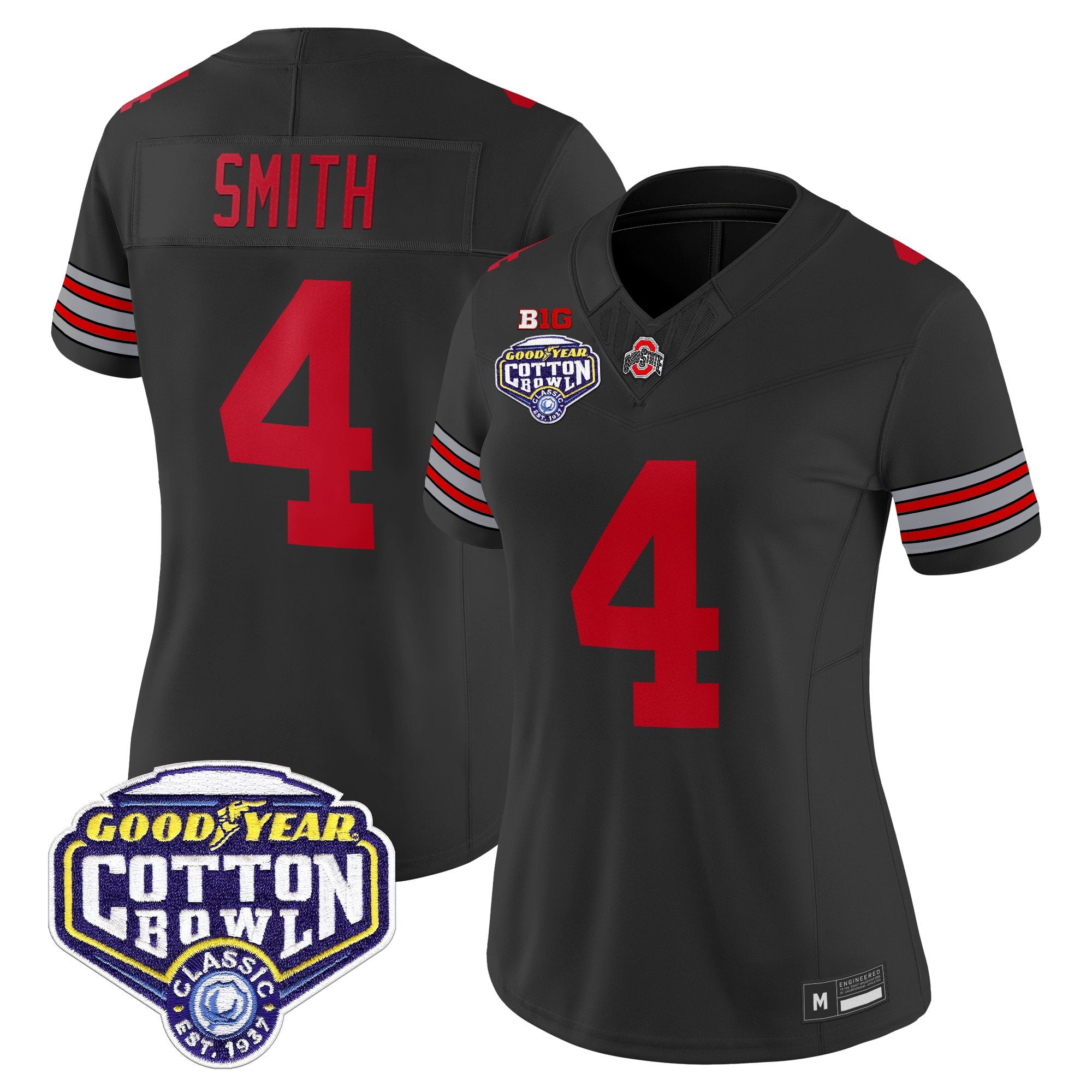 Women's Ohio State Buckeyes 'Heritage Stripe' Vapor Limited Jersey - 2025 Cotton Bowl Patch - All Stitched