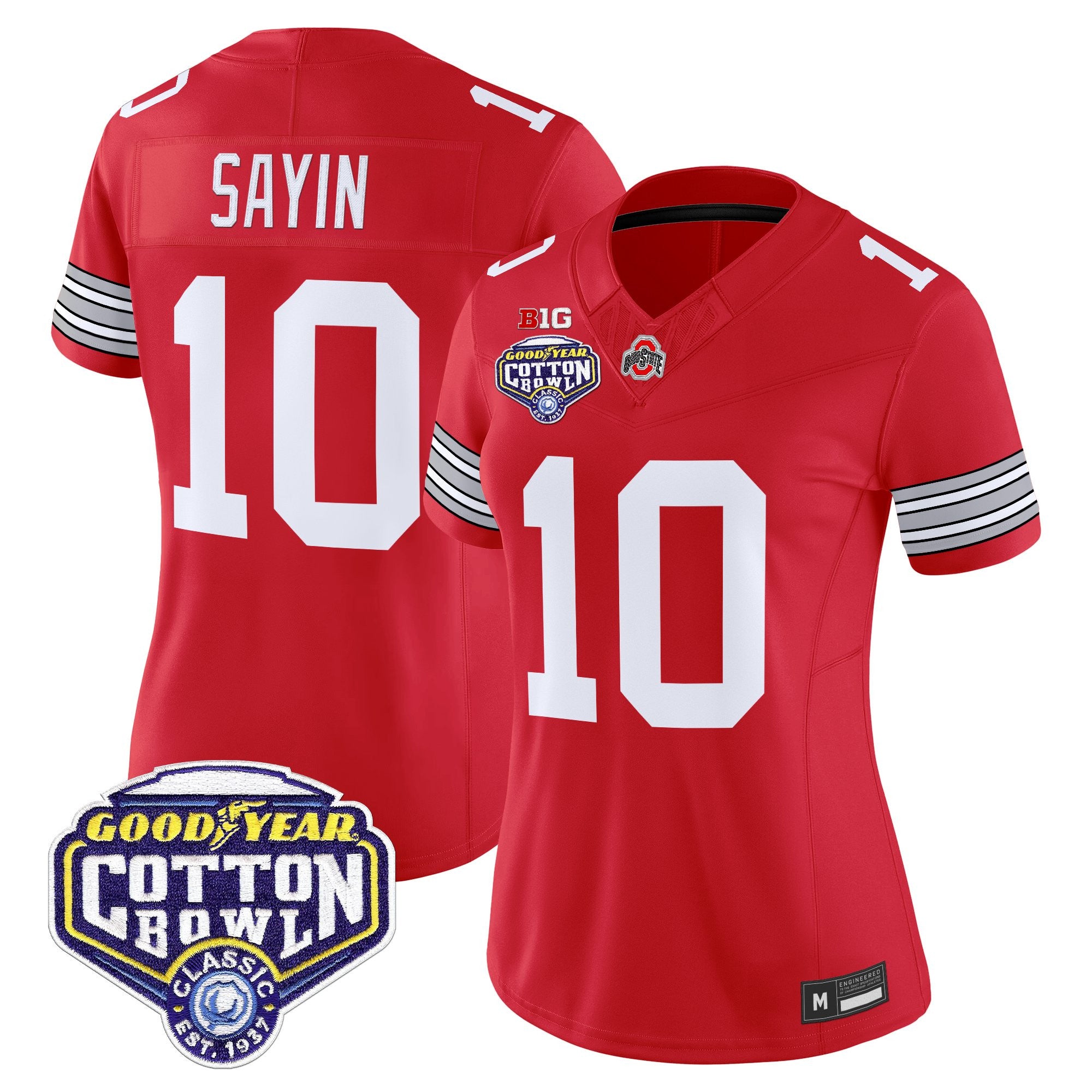 Women's Ohio State Buckeyes 'Heritage Stripe' Vapor Limited Jersey - 2025 Cotton Bowl Patch - All Stitched