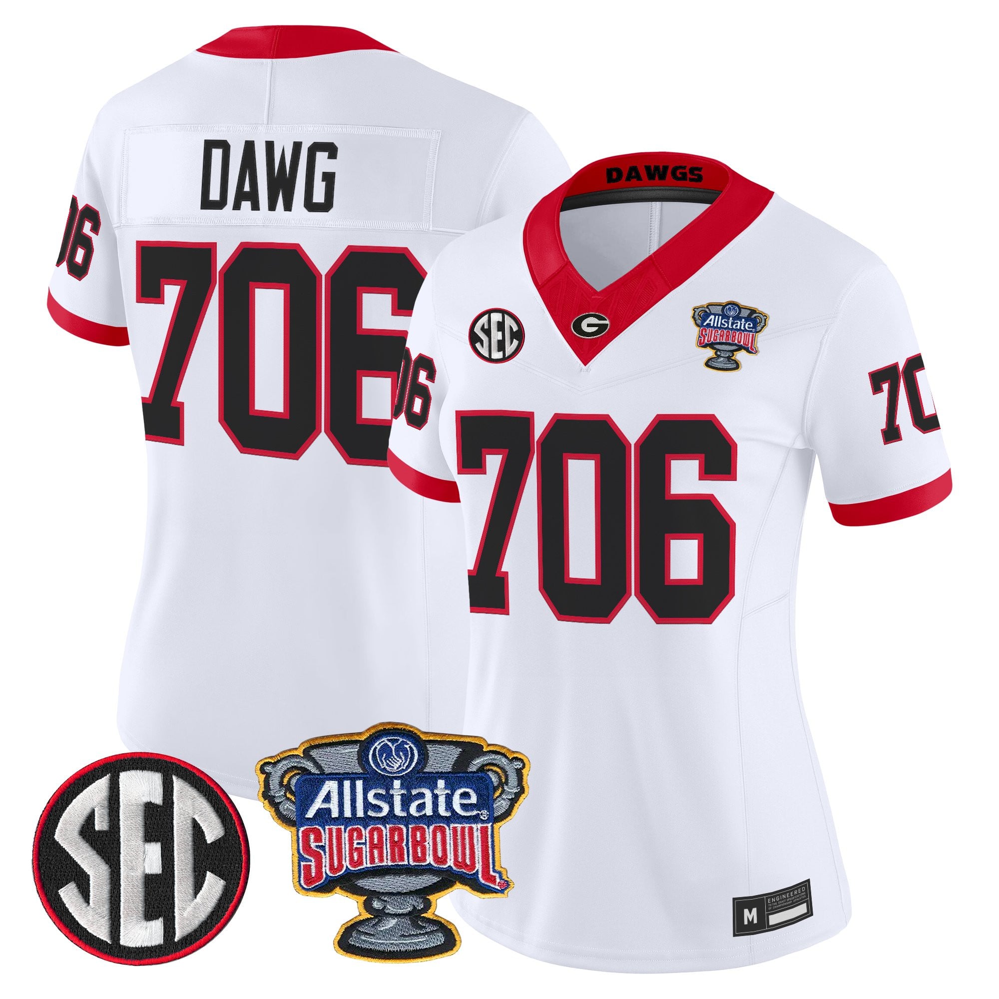 Women's Georgia Bulldogs Sugar Bowl Patch Vapor Limited Jersey - All Stitched
