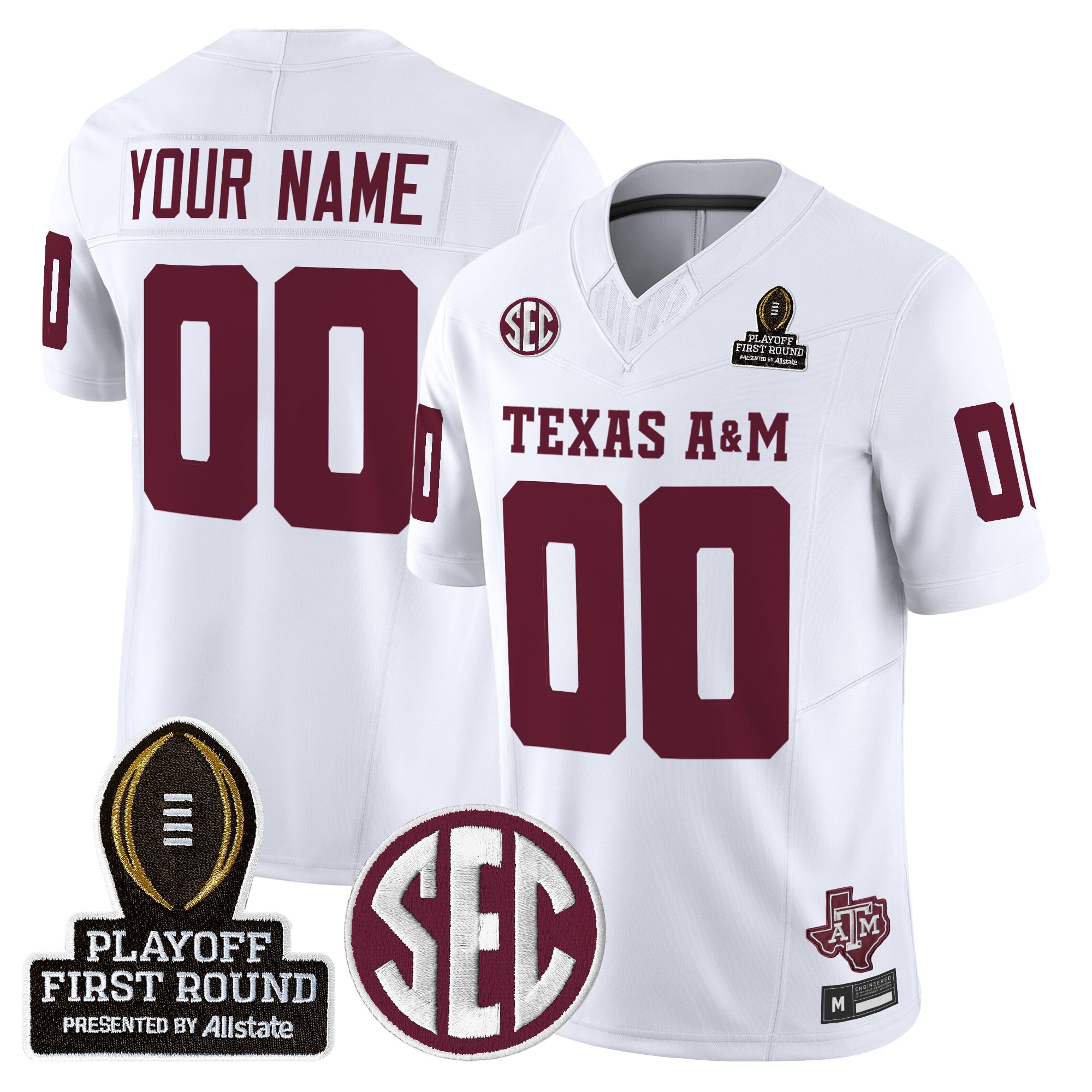 Texas A&M Aggies 2025 Playoff First Round Vapor Limited Custom Jersey - All Stitched