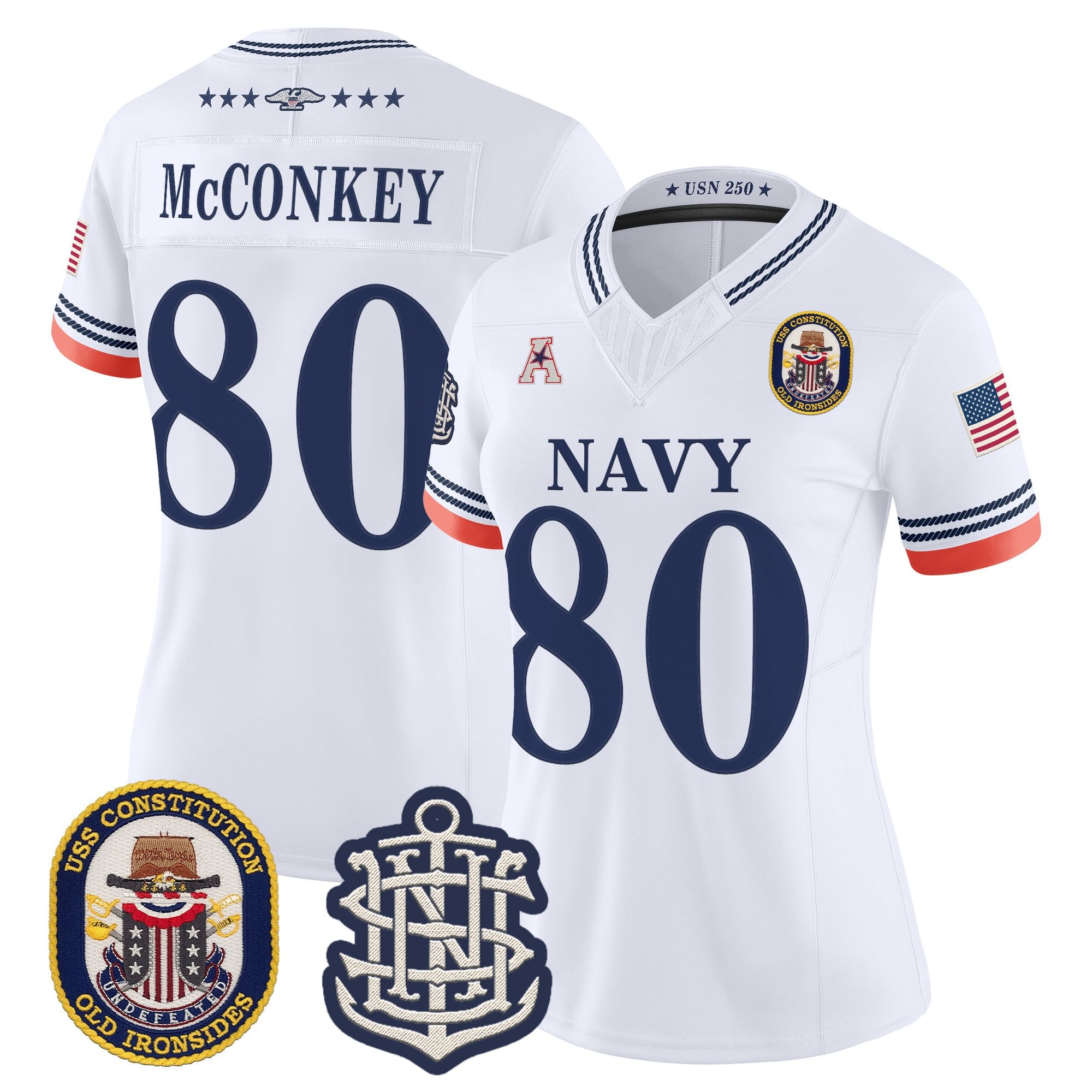 Women's Navy Midshipmen 250th Anniversary Vapor Limited Jersey - USS Constitution Patch - Stitched