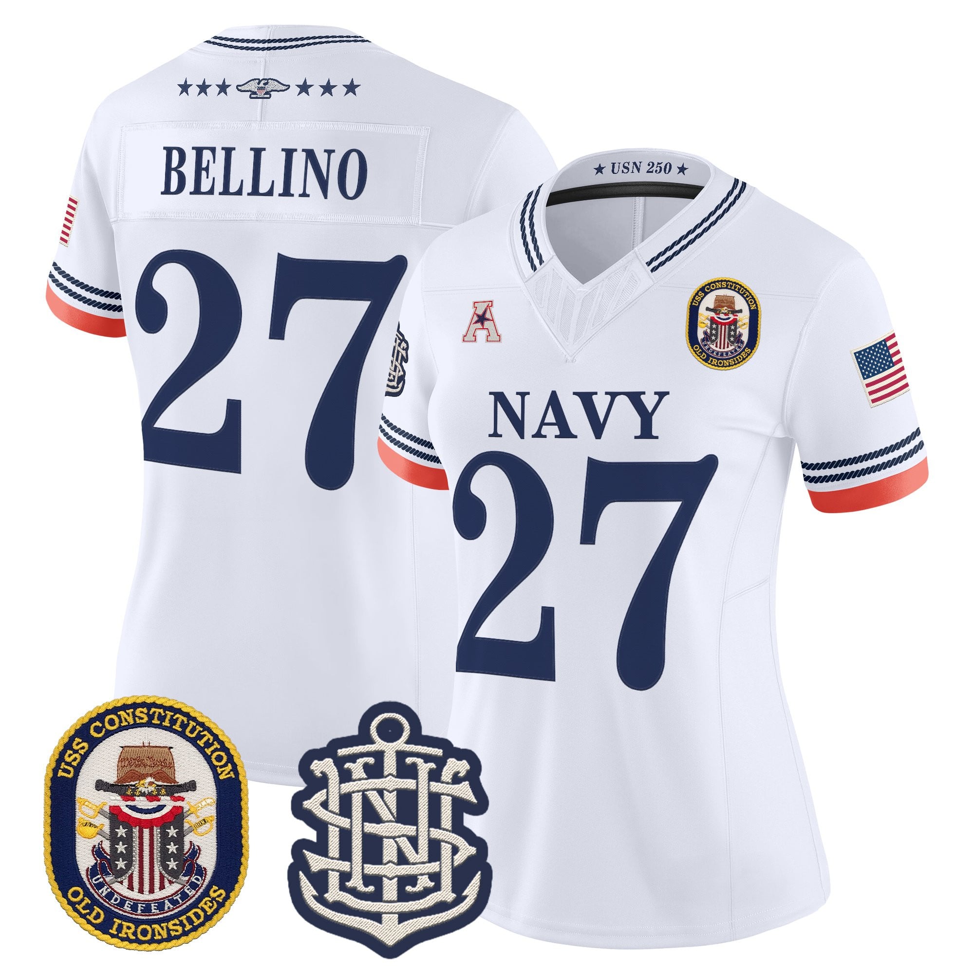 Women's Navy Midshipmen 250th Anniversary Vapor Limited Jersey - USS Constitution Patch - Stitched