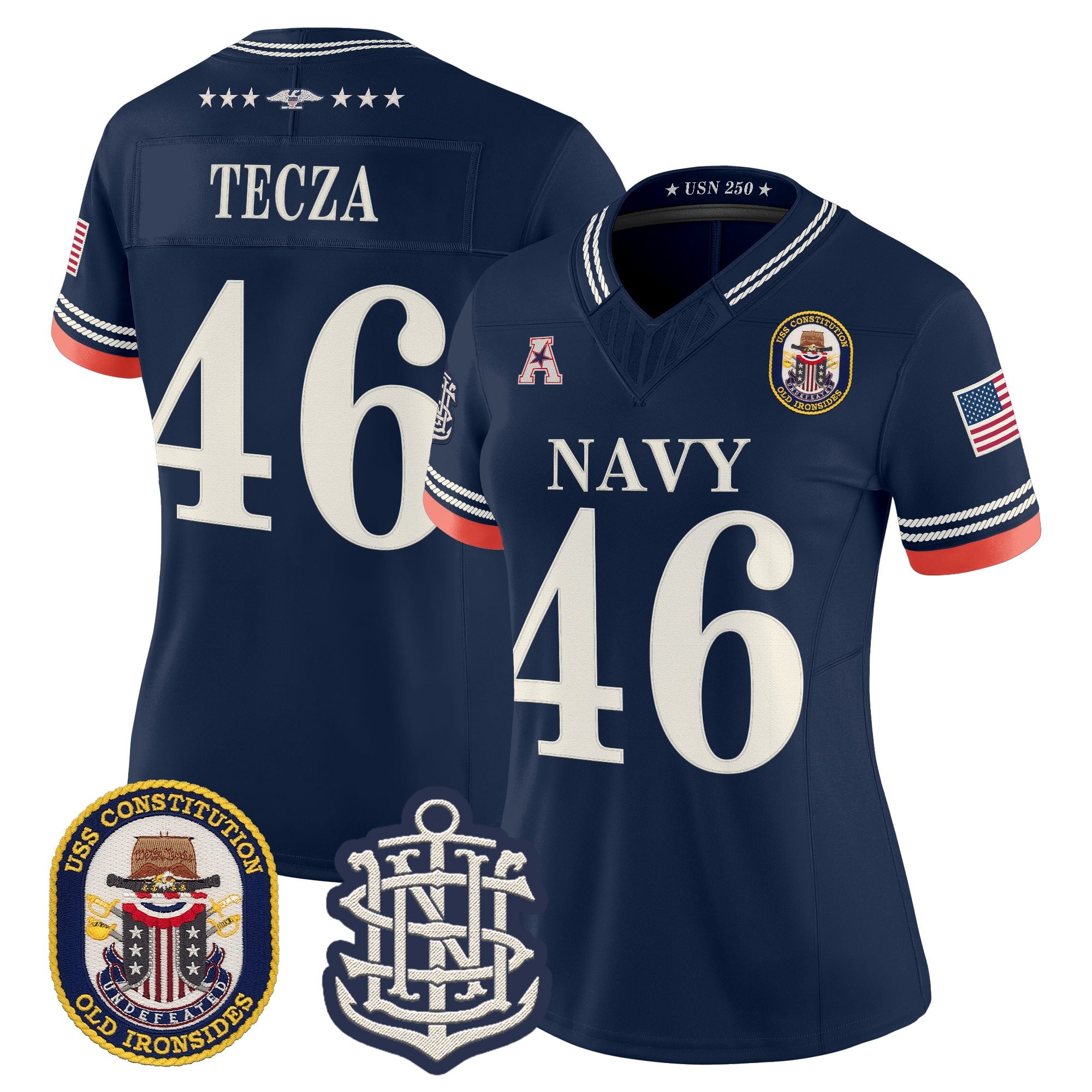 Women's Navy Midshipmen 250th Anniversary Vapor Limited Jersey - USS Constitution Patch - Stitched