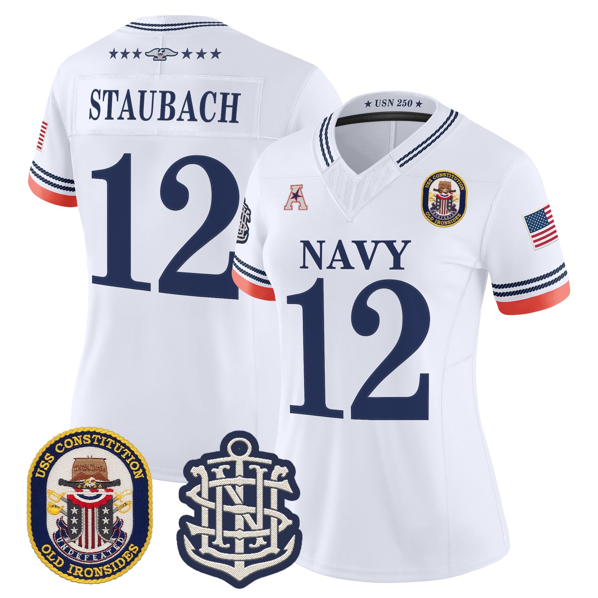 Women's Navy Midshipmen 250th Anniversary Vapor Limited Jersey - USS Constitution Patch - Stitched