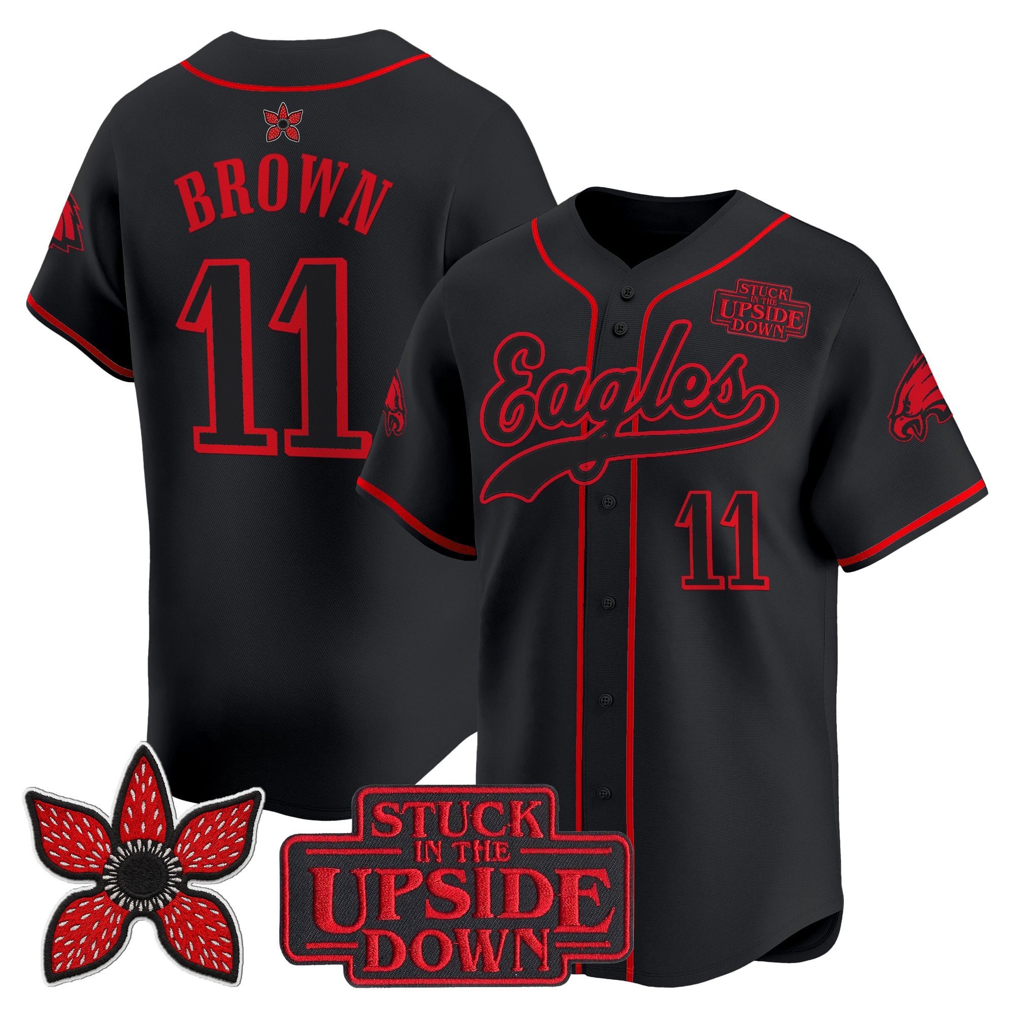 Philadelphia Eagles 'Stranger Things Edition' Vapor Baseball Jersey - All Stitched