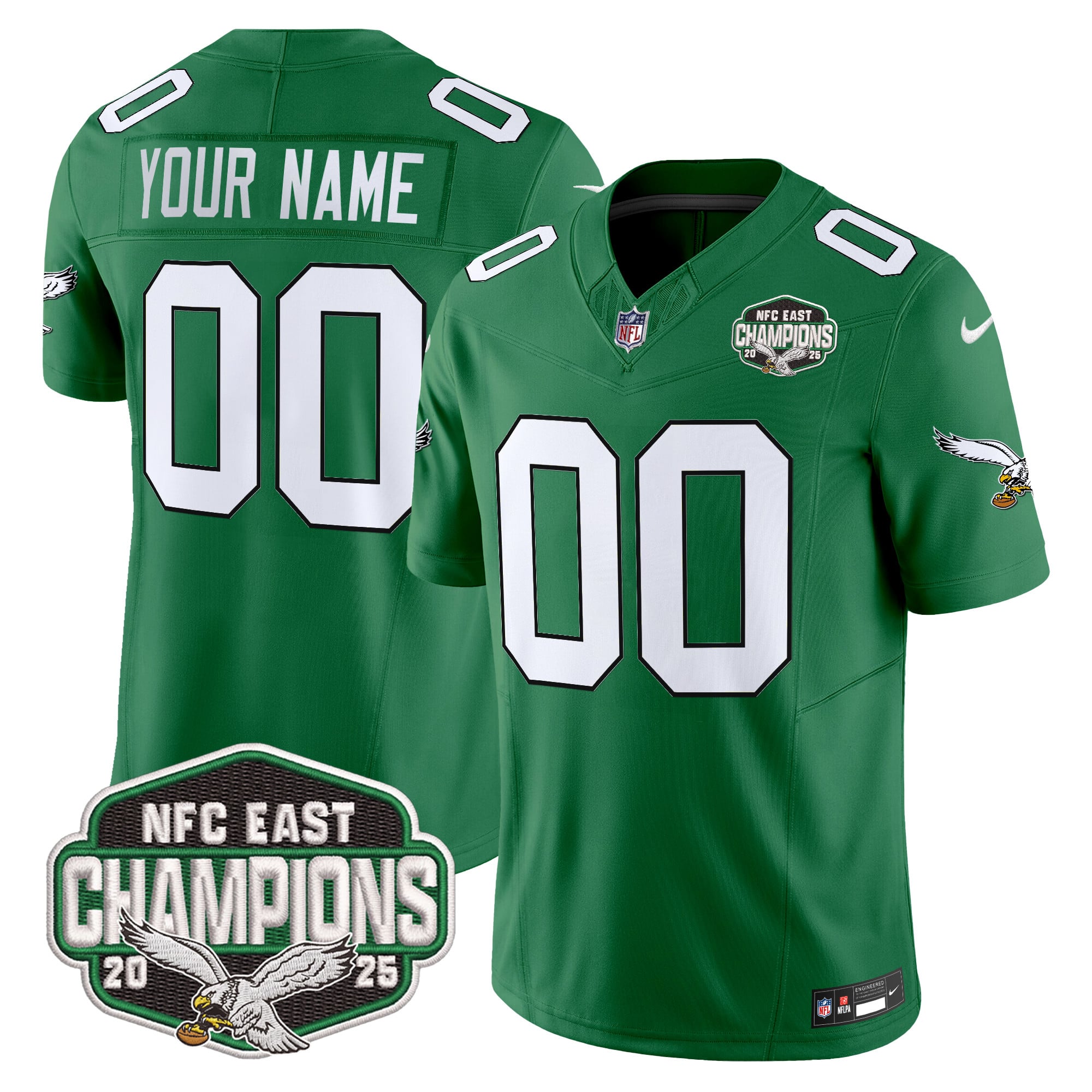Philadelphia Eagles 2025 NFC East Division Champions Vapor Limited Custom Jersey - All Stitched
