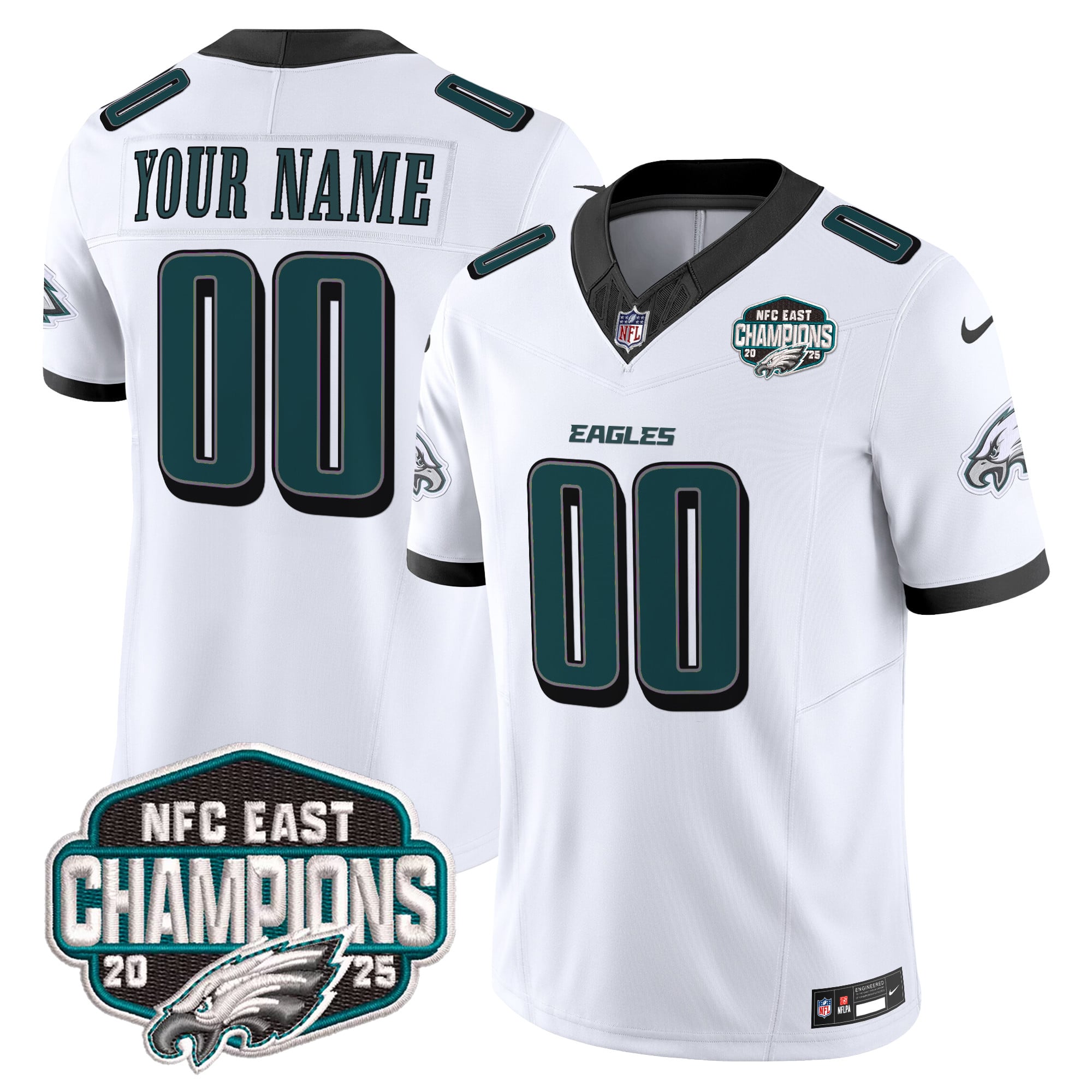 Philadelphia Eagles 2025 NFC East Division Champions Vapor Limited Custom Jersey - All Stitched
