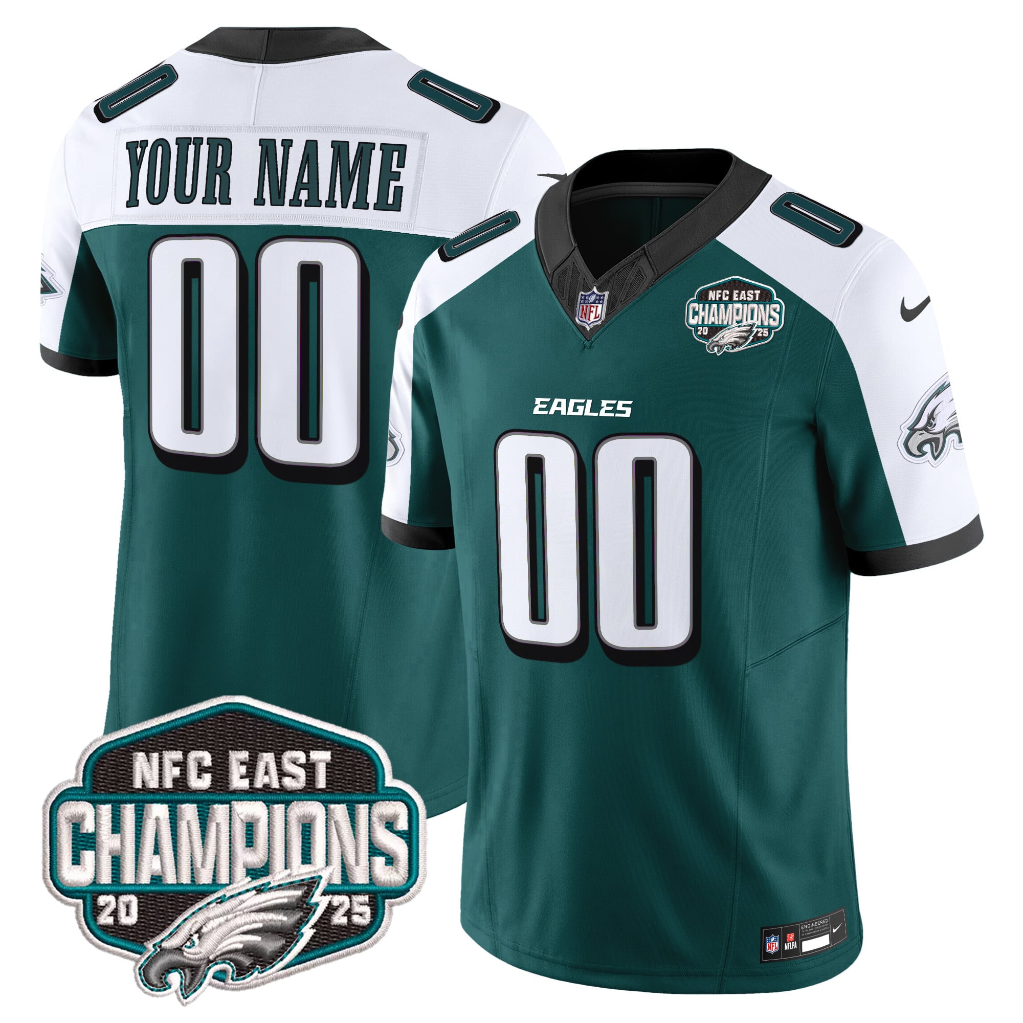 Philadelphia Eagles 2025 NFC East Division Champions Vapor Limited Custom Jersey - All Stitched