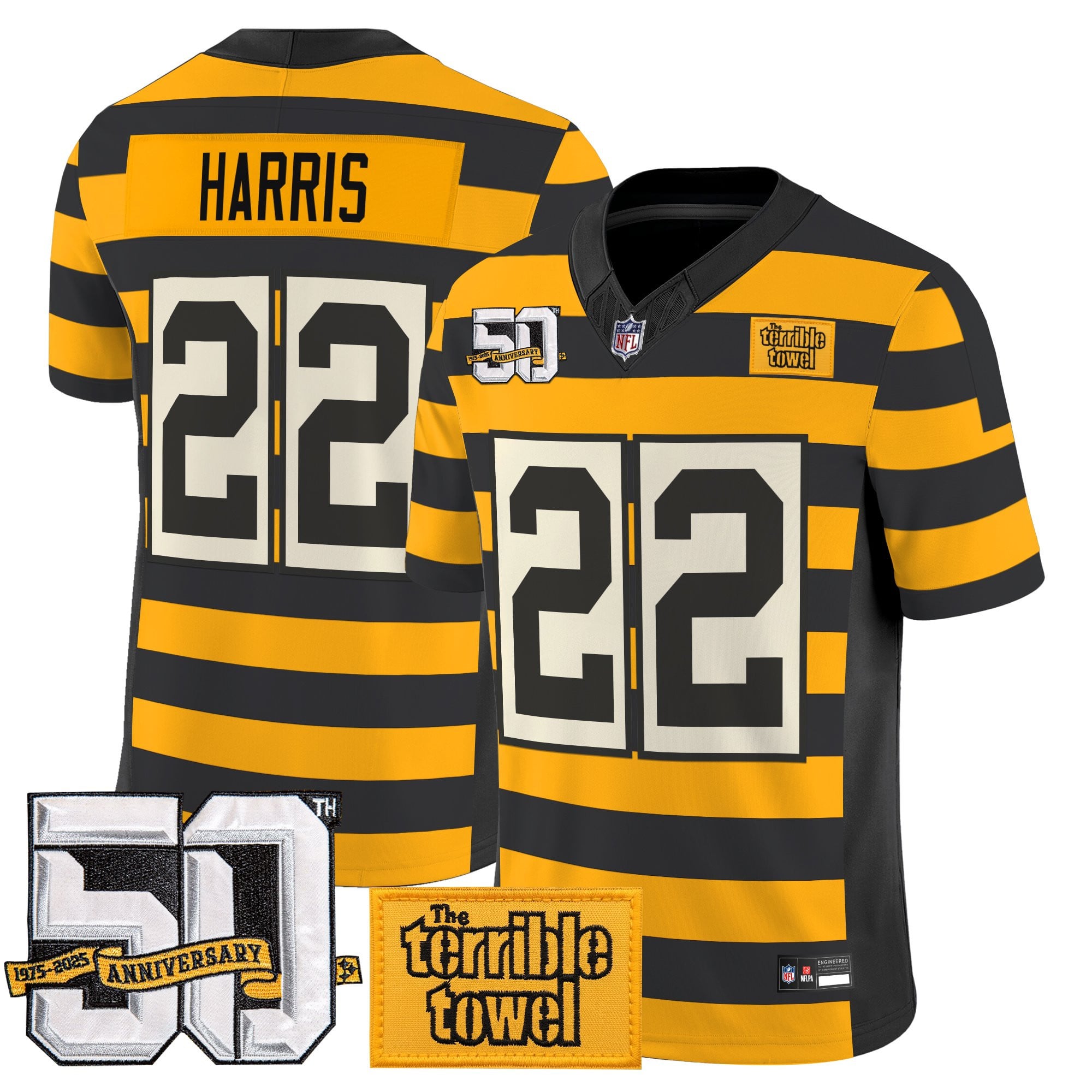 Pittsburgh Steelers Bumblebee 50th Terrible Towel Vapor Limited Jersey - All Stitched