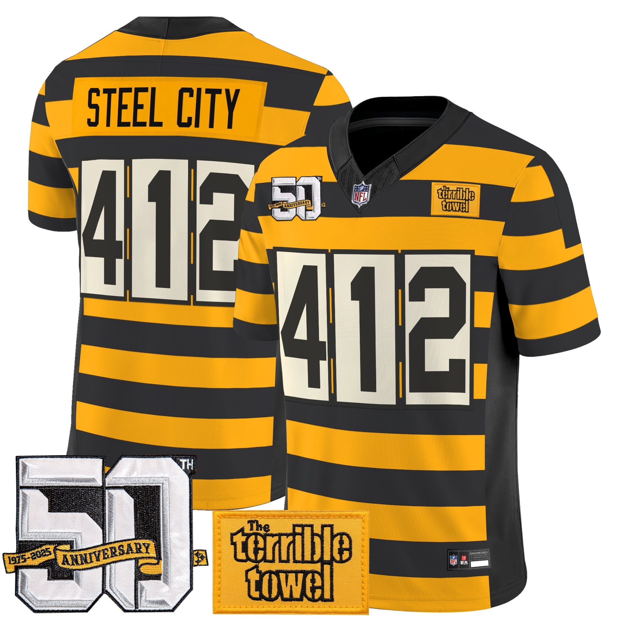 Pittsburgh Steelers Bumblebee 50th Terrible Towel Vapor Limited Jersey - All Stitched