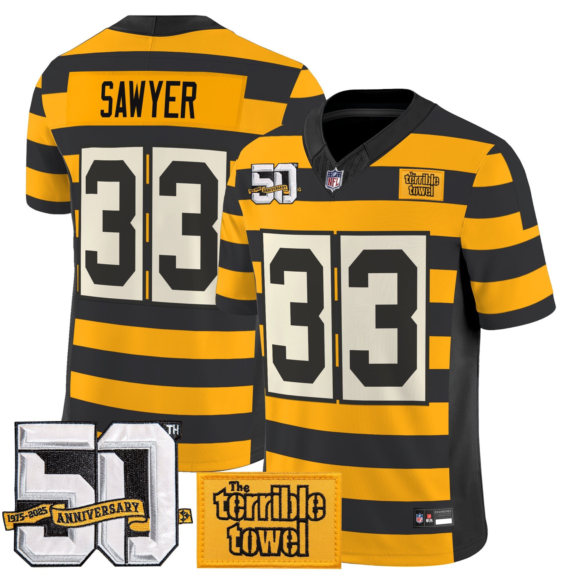 Pittsburgh Steelers Bumblebee 50th Terrible Towel Vapor Limited Jersey - All Stitched