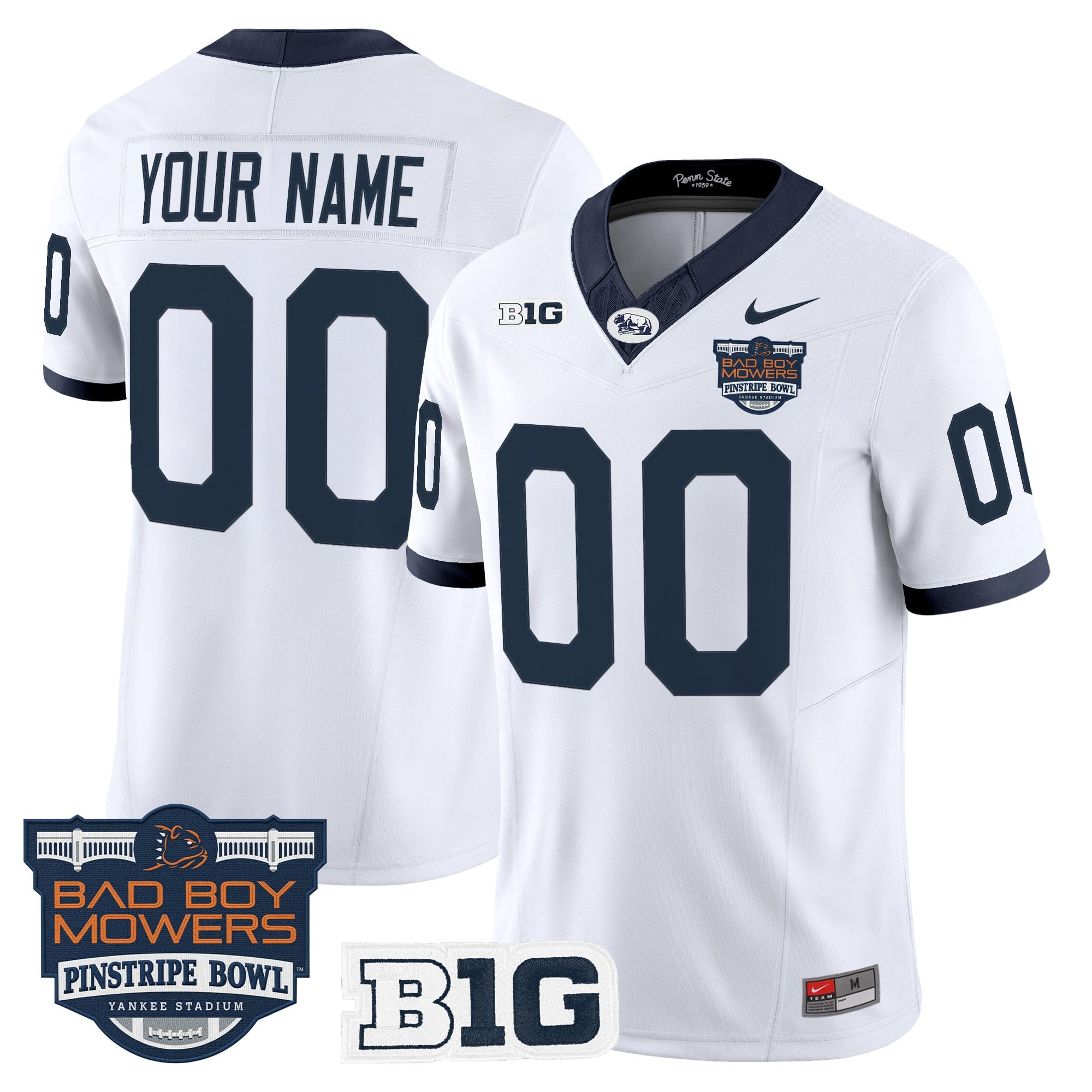 Penn State Nittany Lions Throwback Vapor Limited Custom Jersey - Pinstripe Bowl Patch - All Stitched