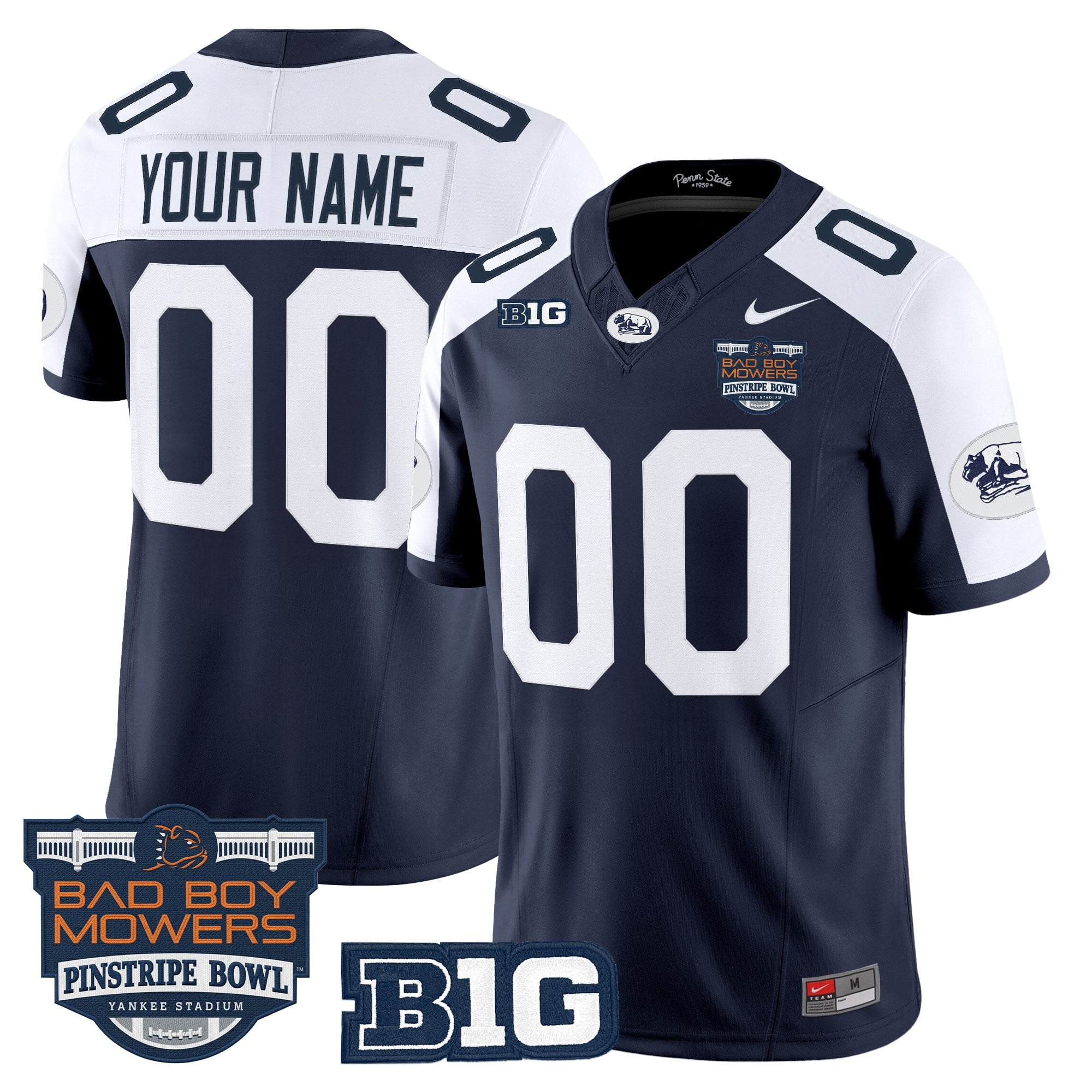 Penn State Nittany Lions Throwback Vapor Limited Custom Jersey - Pinstripe Bowl Patch - All Stitched
