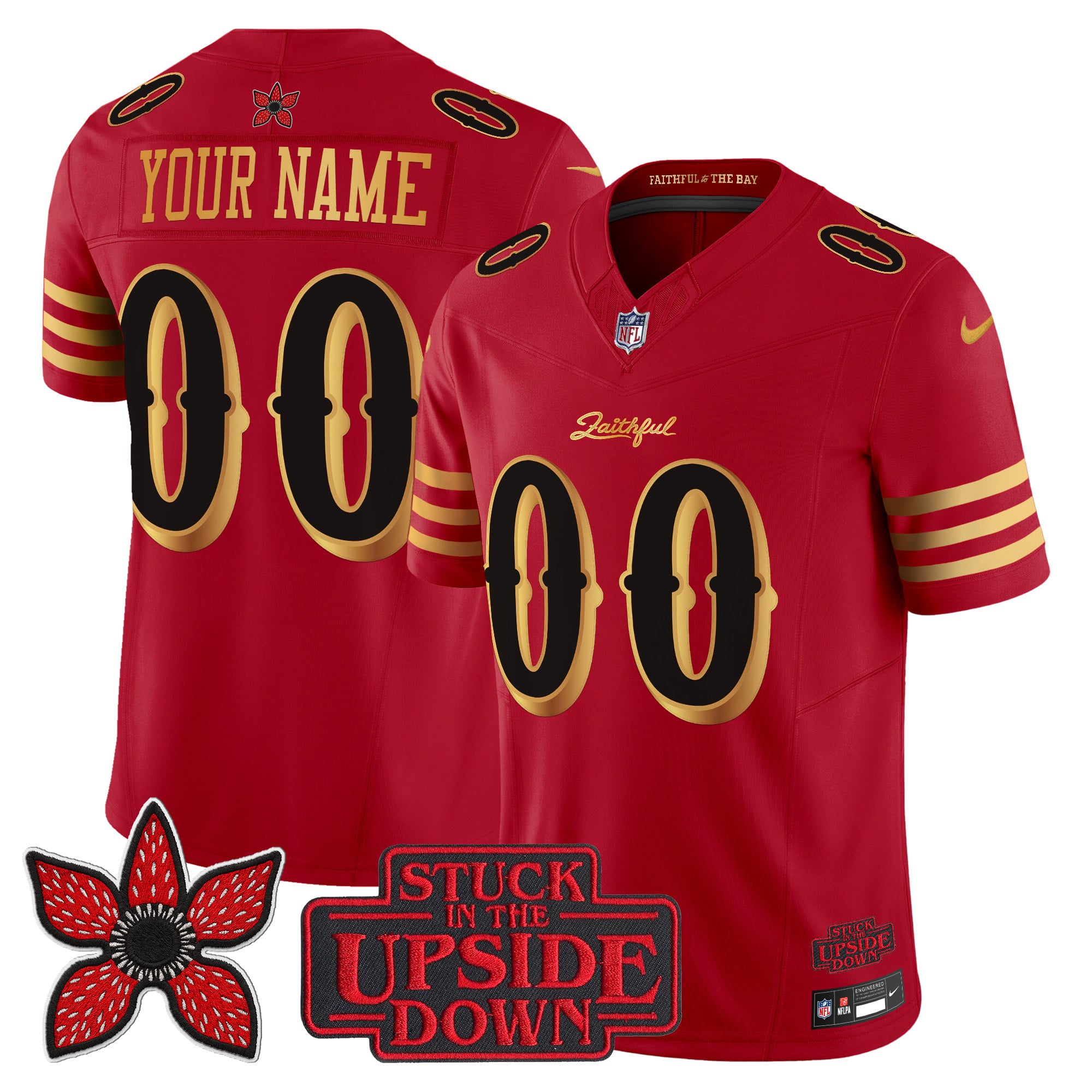San Francisco 49ers 'Rivalries x Stranger Things' Vapor Limited Custom Jersey - All Stitched
