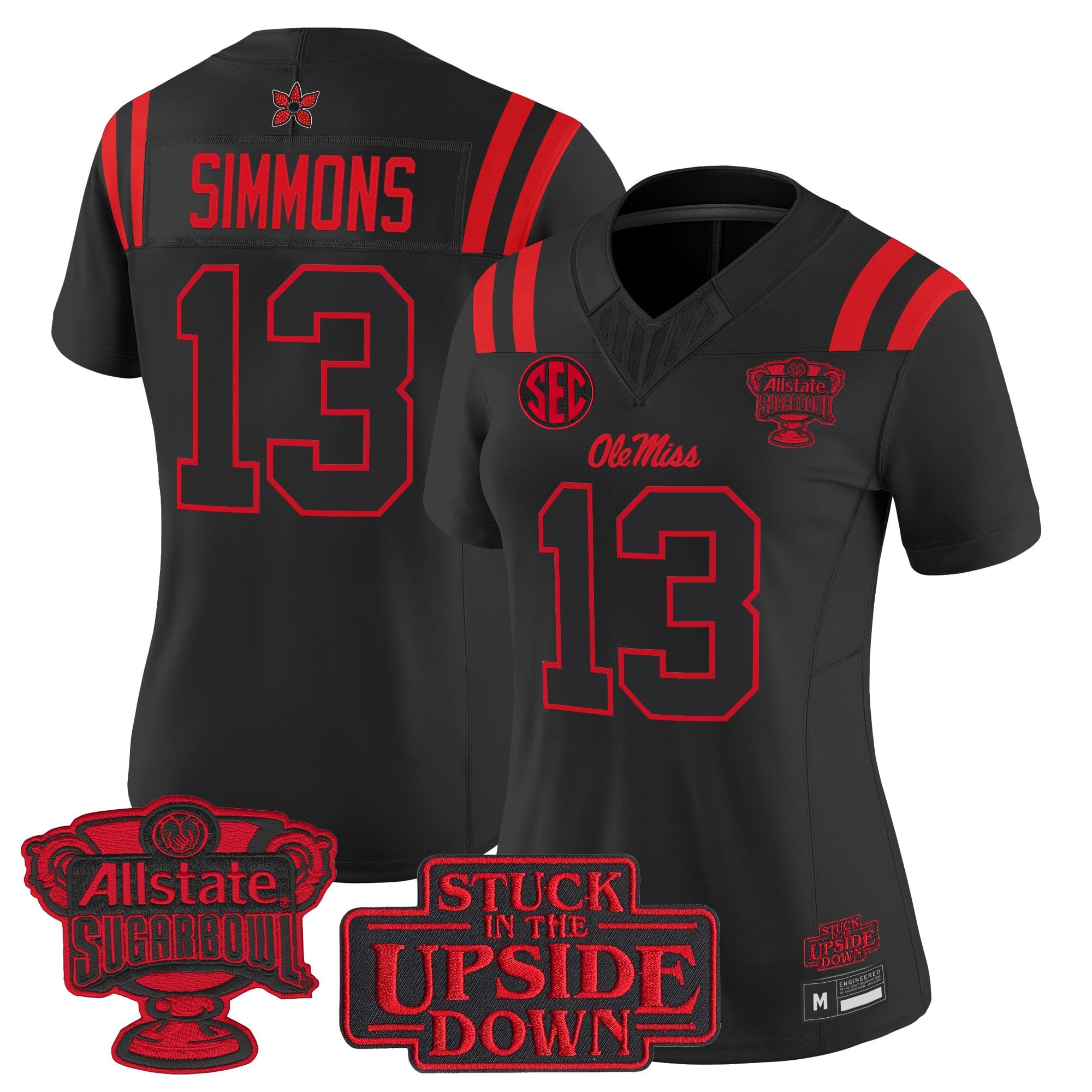 Women's Ole Miss Rebels 'Stranger Things Edition' Vapor Limited Jersey - 2026 Sugar Bowl Patch - All Stitched