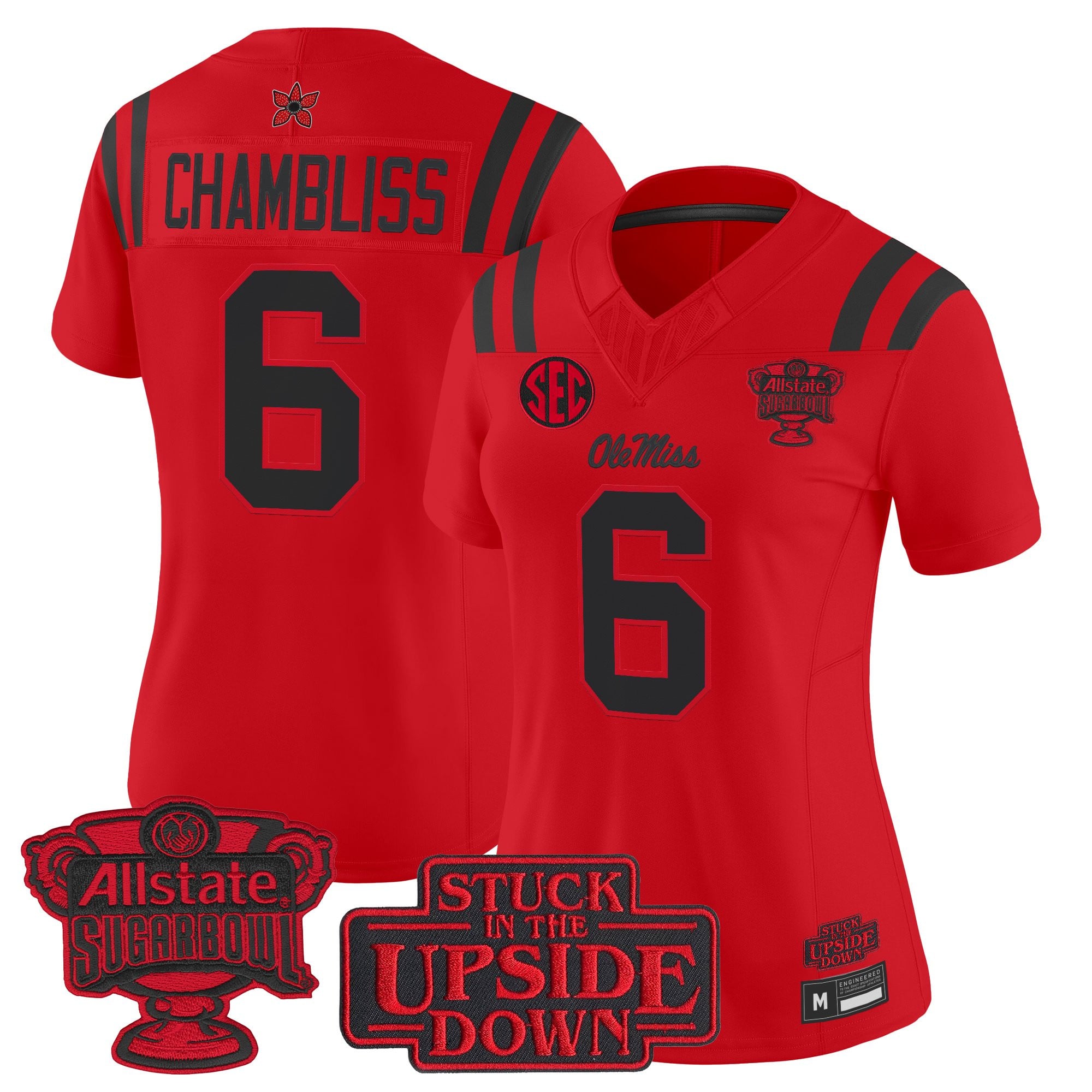 Women's Ole Miss Rebels 'Stranger Things Edition' Vapor Limited Jersey - 2026 Sugar Bowl Patch - All Stitched