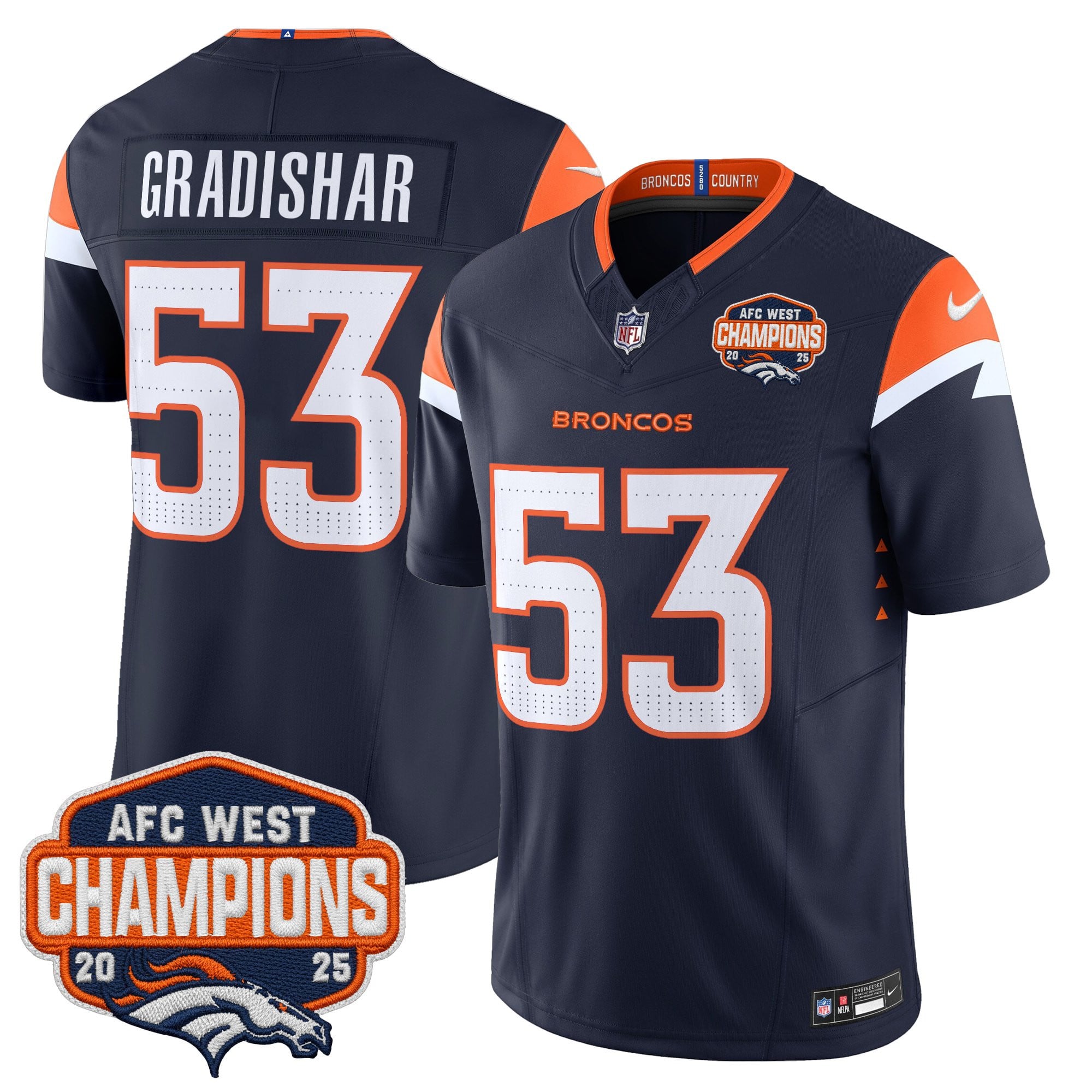 Men's Denver Broncos 2025 AFC West Division Champions Vapor Limited Jersey - All Stitched