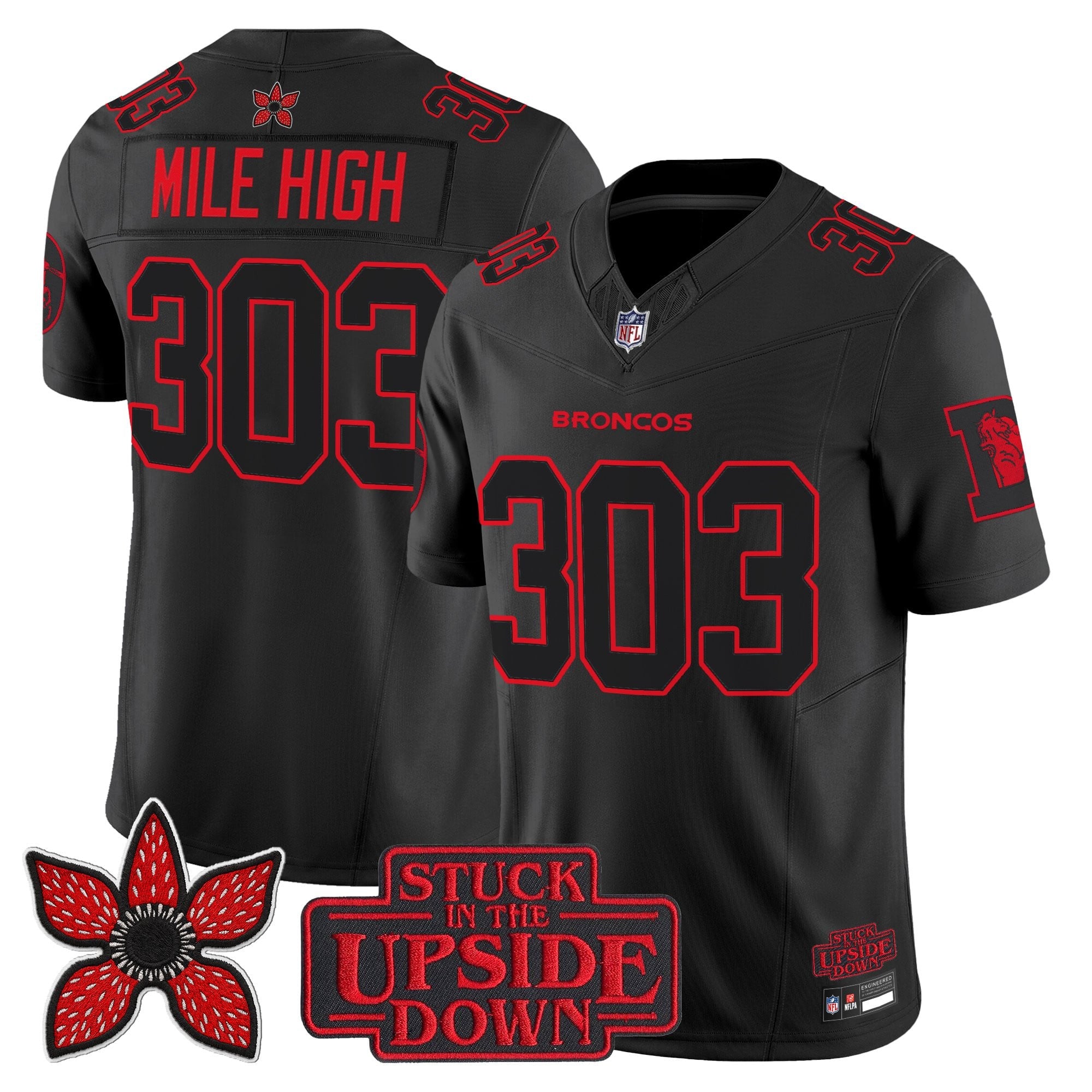 Men's Denver Broncos 'Stranger Things Edition' Throwback Vapor Limited Jersey - All Stitched