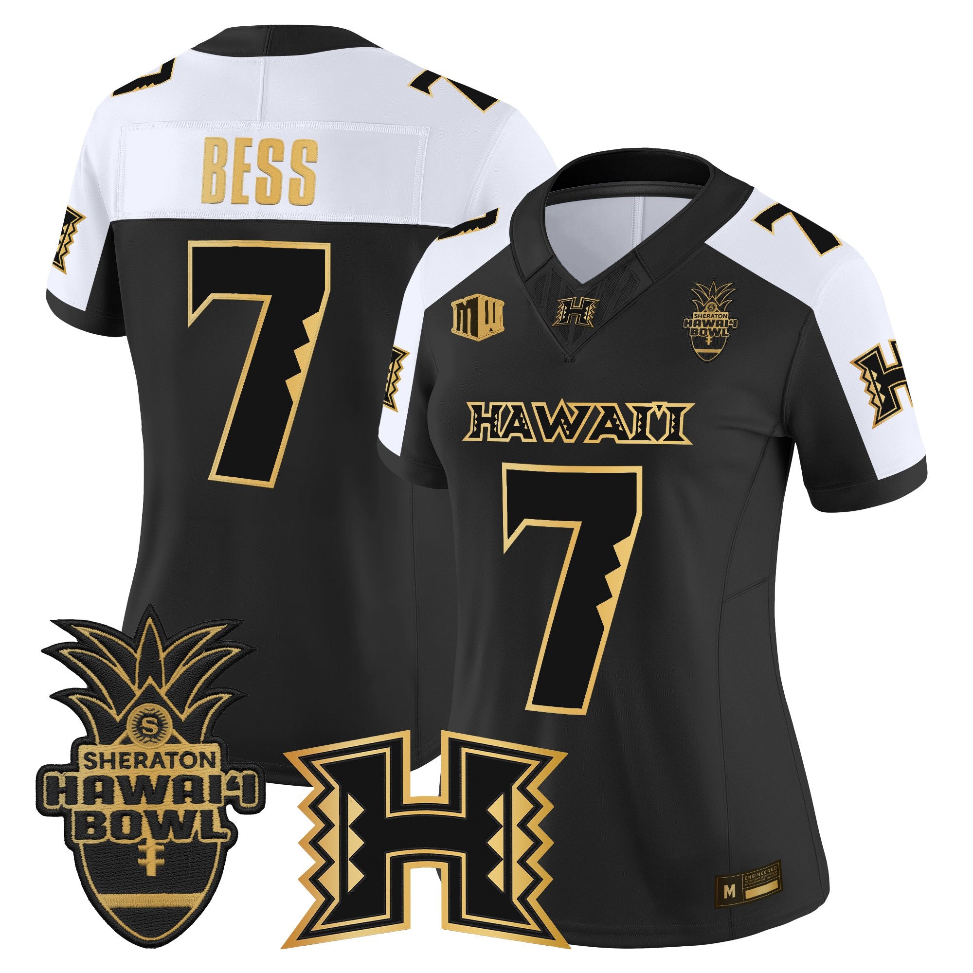 Women's Hawai'i Rainbow Warriors 2025 Hawai'i Bowl Gold Vapor Limited Jersey - All Stitched