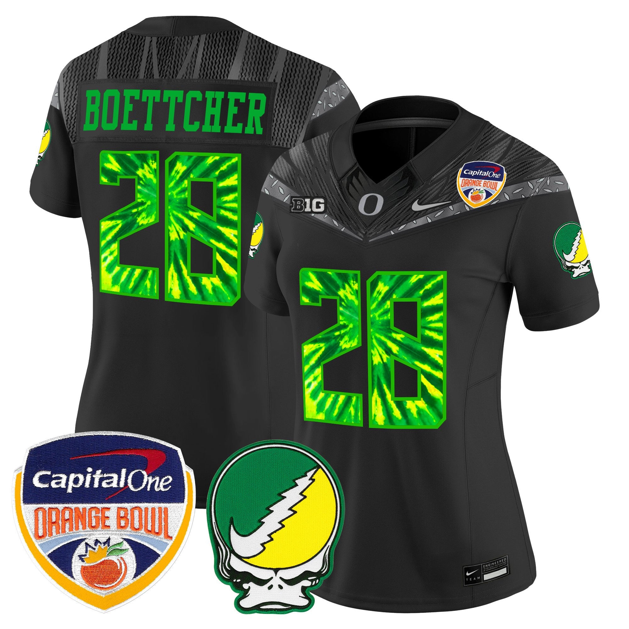 Women's Oregon Ducks "Grateful Ducks" Vapor Limited Jersey - 2025/26 Orange Bowl Patch - All Stitched