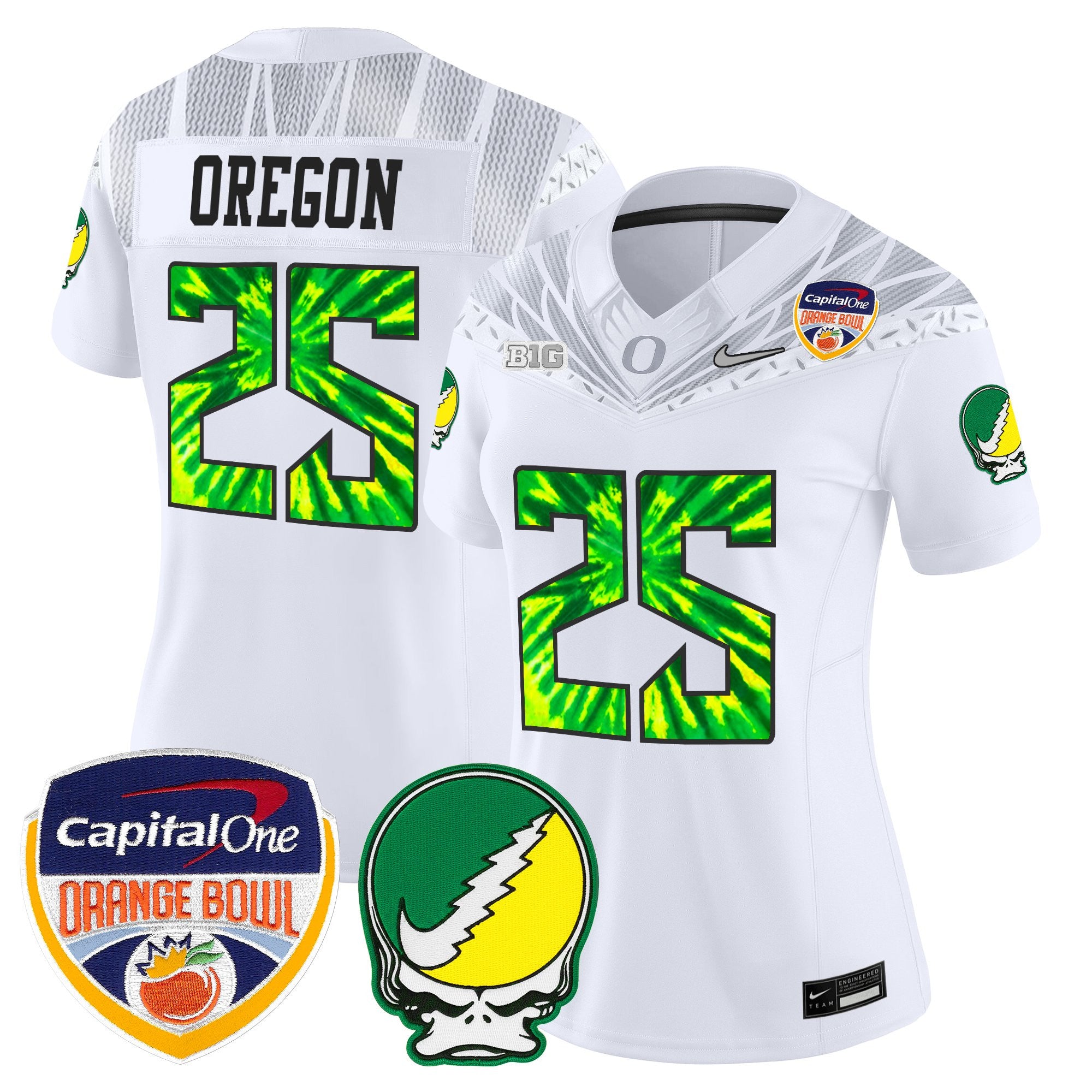 Women's Oregon Ducks "Grateful Ducks" Vapor Limited Jersey - 2025/26 Orange Bowl Patch - All Stitched