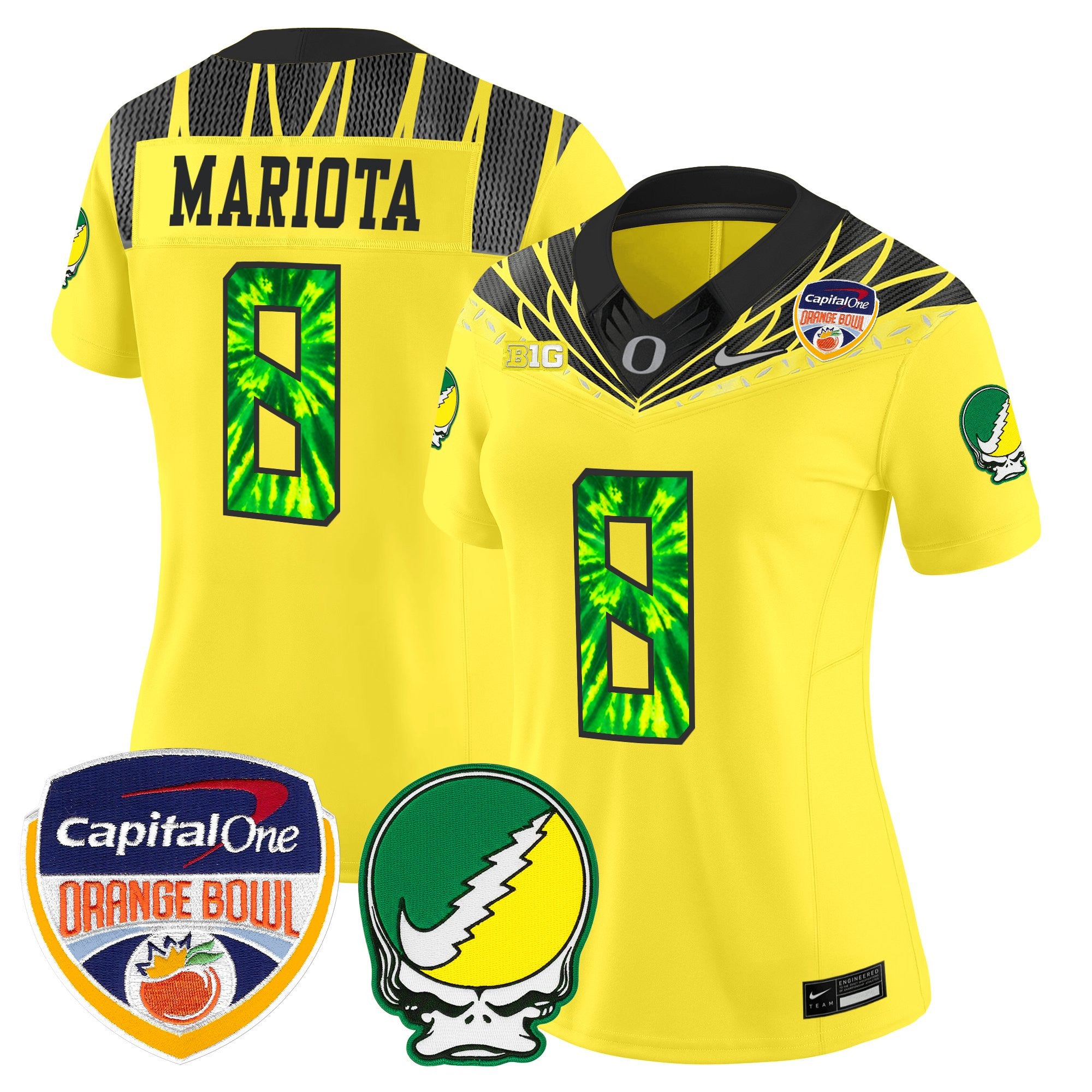 Women's Oregon Ducks "Grateful Ducks" Vapor Limited Jersey - 2025/26 Orange Bowl Patch - All Stitched