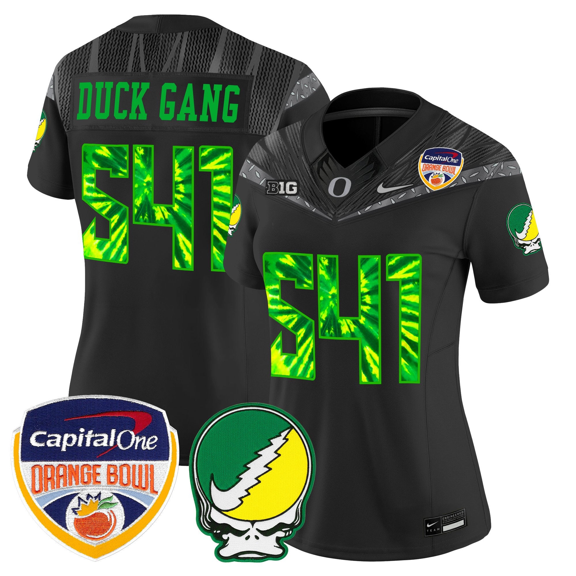 Women's Oregon Ducks "Grateful Ducks" Vapor Limited Jersey - 2025/26 Orange Bowl Patch - All Stitched