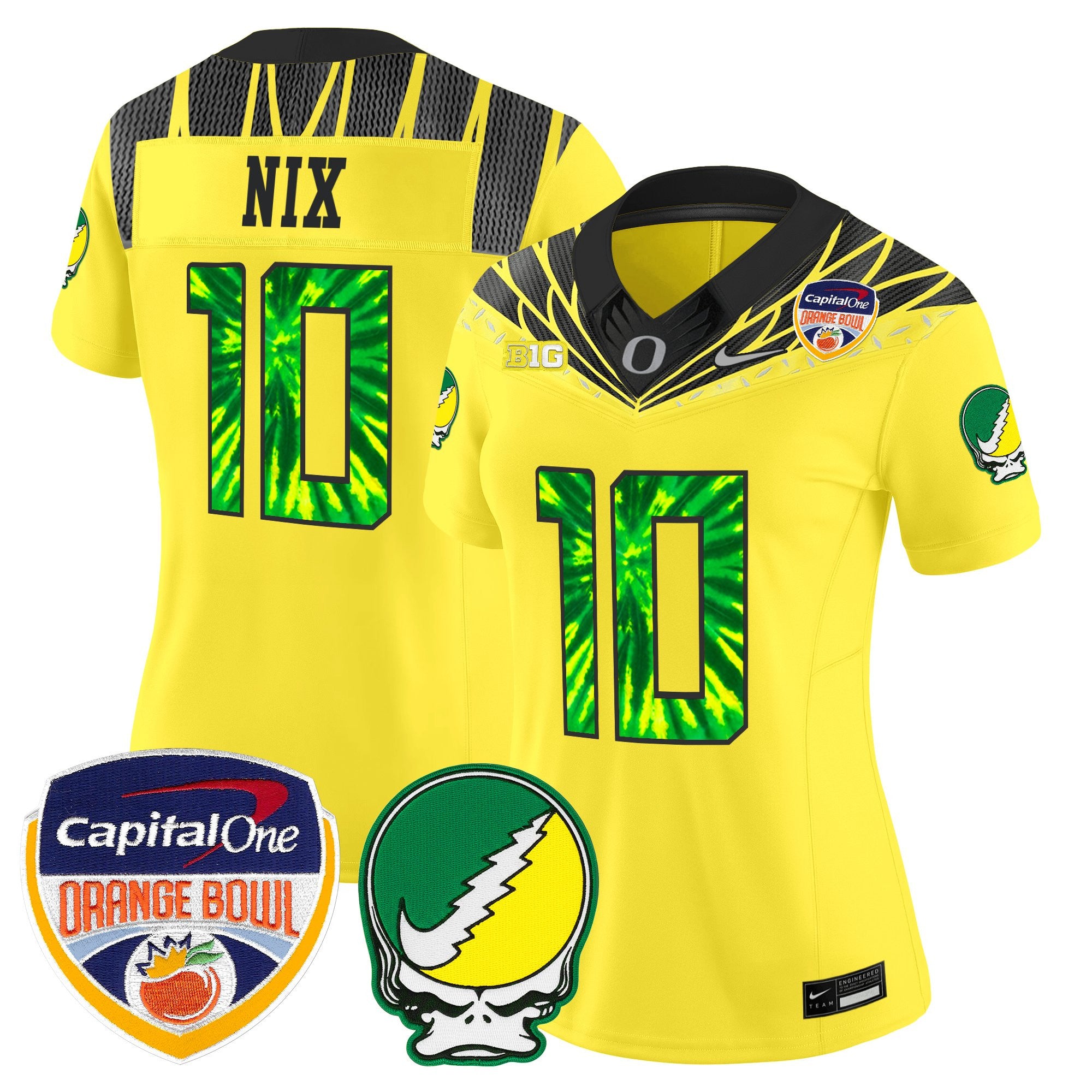 Women's Oregon Ducks "Grateful Ducks" Vapor Limited Jersey - 2025/26 Orange Bowl Patch - All Stitched