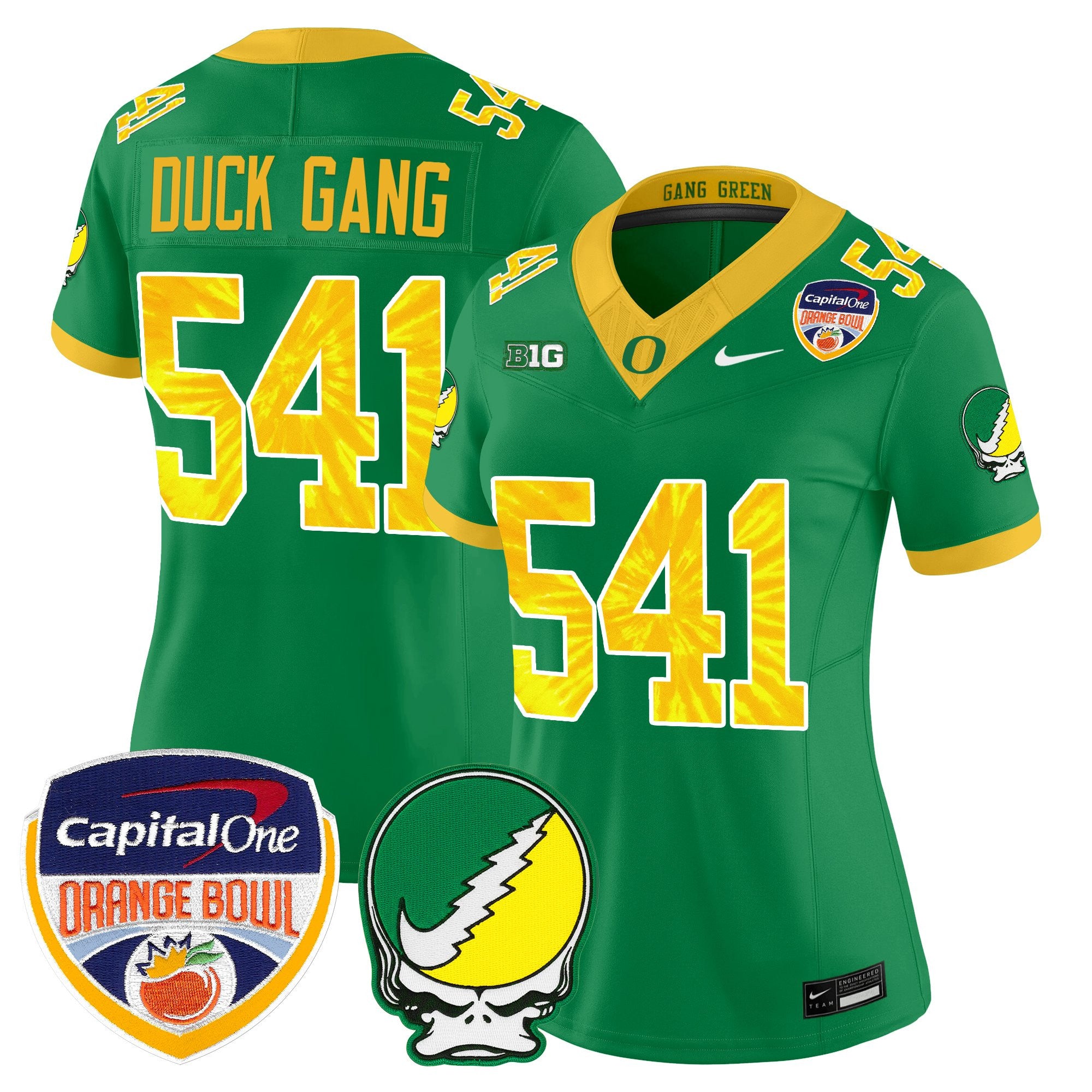 Women's Oregon Ducks "Grateful Ducks" Vapor Limited Jersey - 2025/26 Orange Bowl Patch - All Stitched