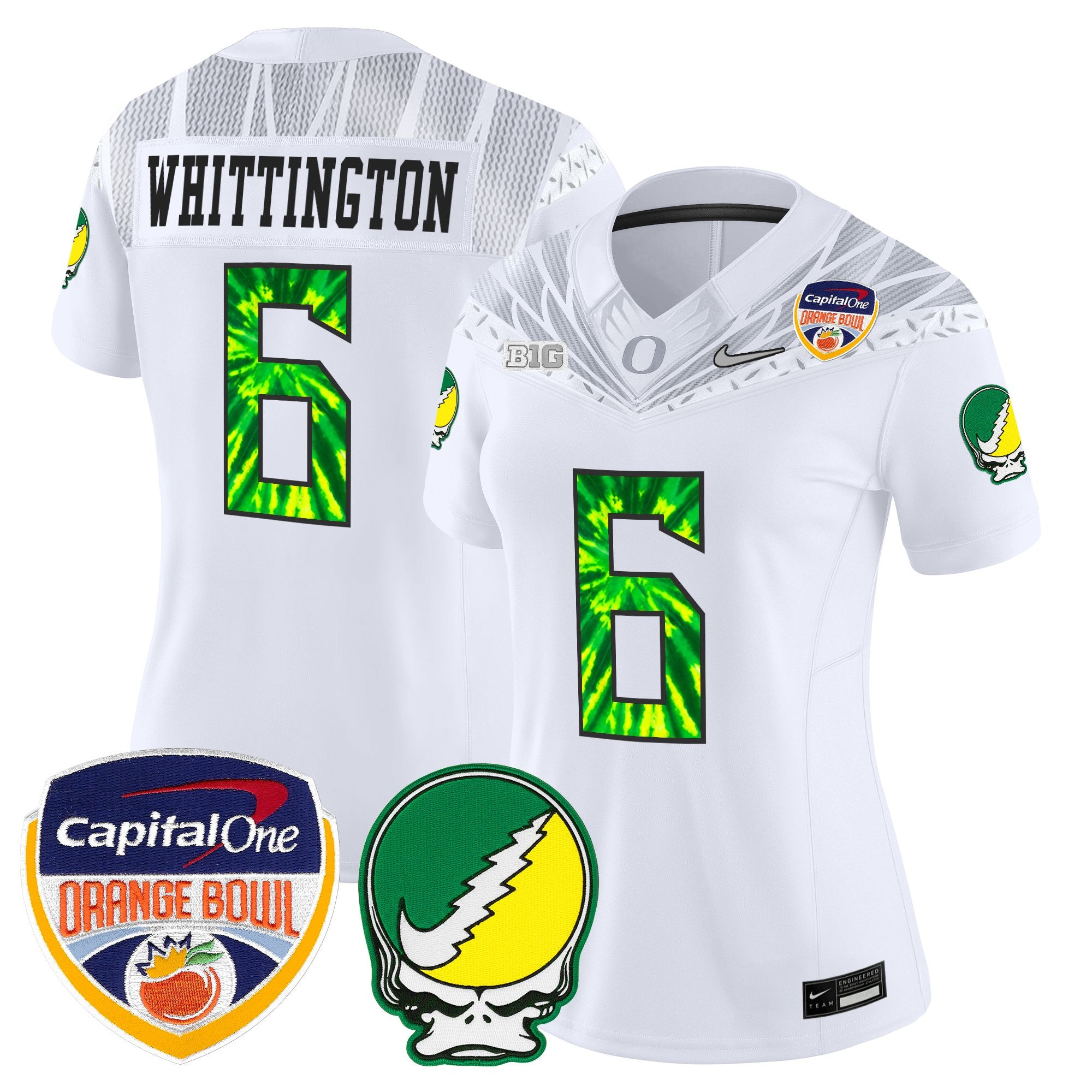 Women's Oregon Ducks "Grateful Ducks" Vapor Limited Jersey - 2025/26 Orange Bowl Patch - All Stitched