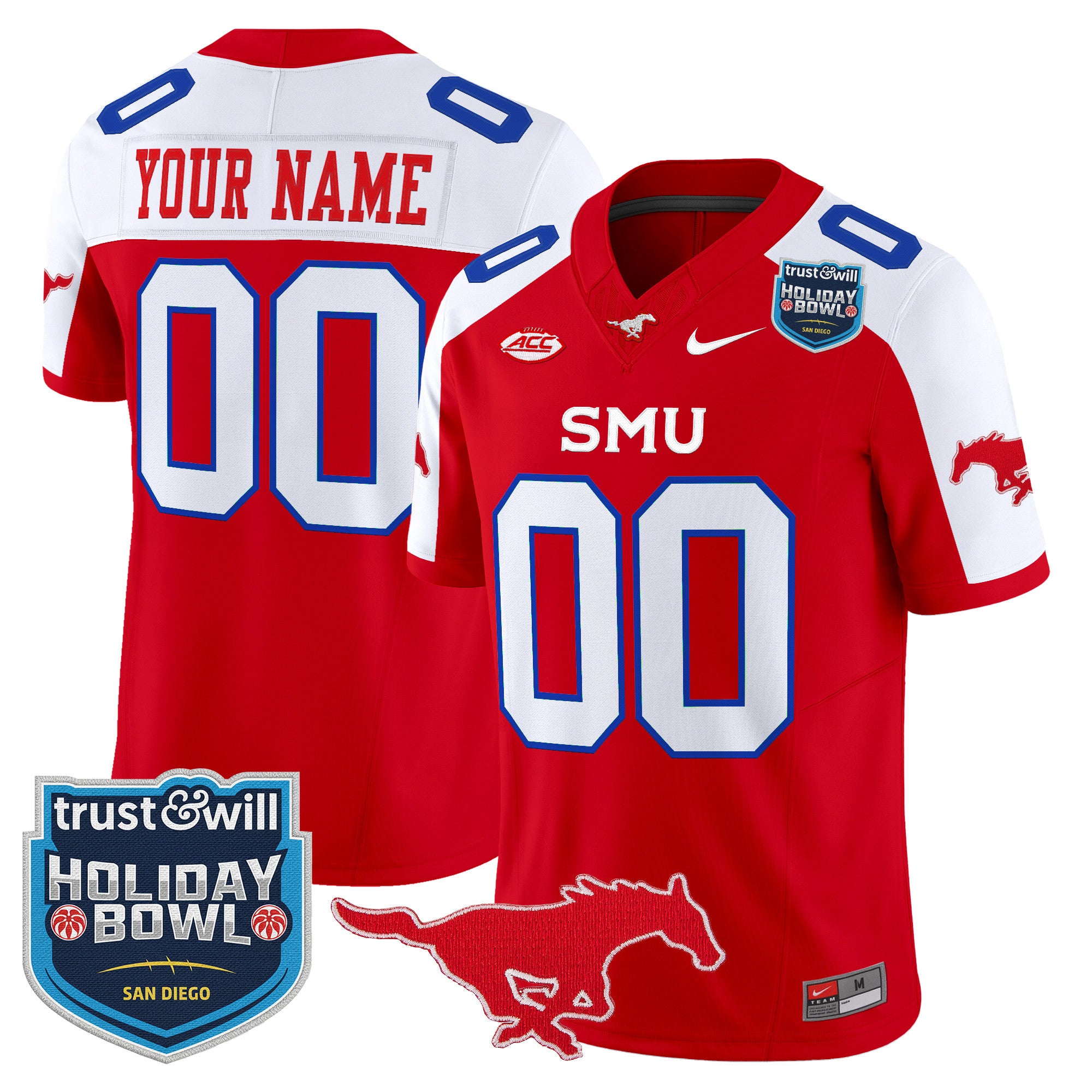 SMU Mustangs 2026 Holiday Bowl Vapor Limited Custom Jersey - All Stitched