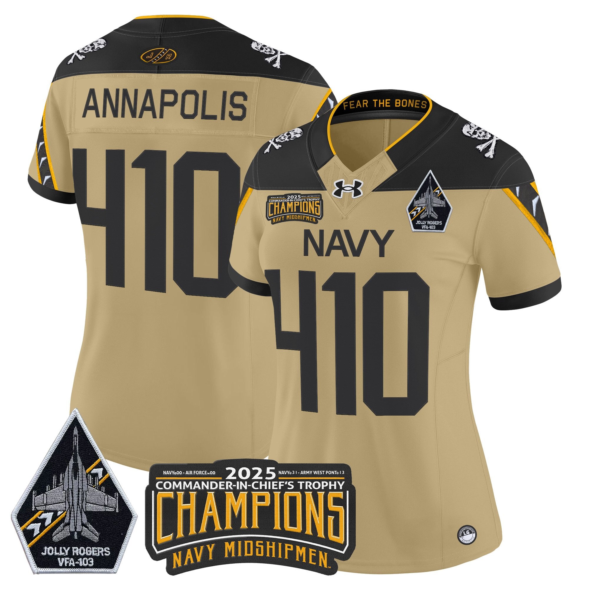Women's Navy Midshipmen Jolly Rogers 2025 Commander-In-Chief's Trophy Champions Vapor Limited Jersey - All Stitched