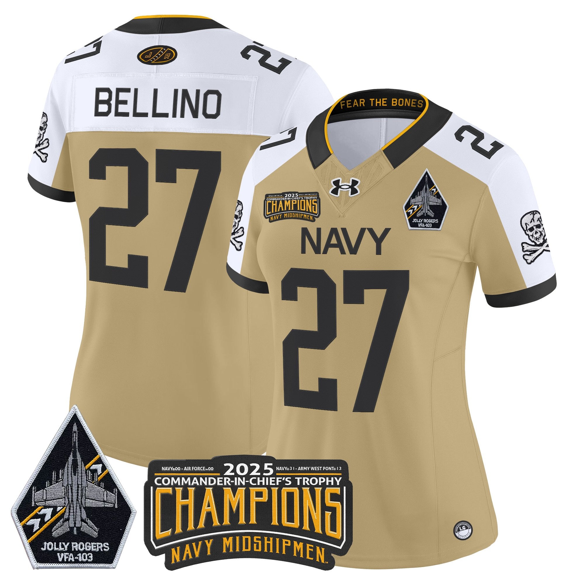 Women's Navy Midshipmen Jolly Rogers 2025 Commander-In-Chief's Trophy Champions Vapor Limited Jersey - All Stitched
