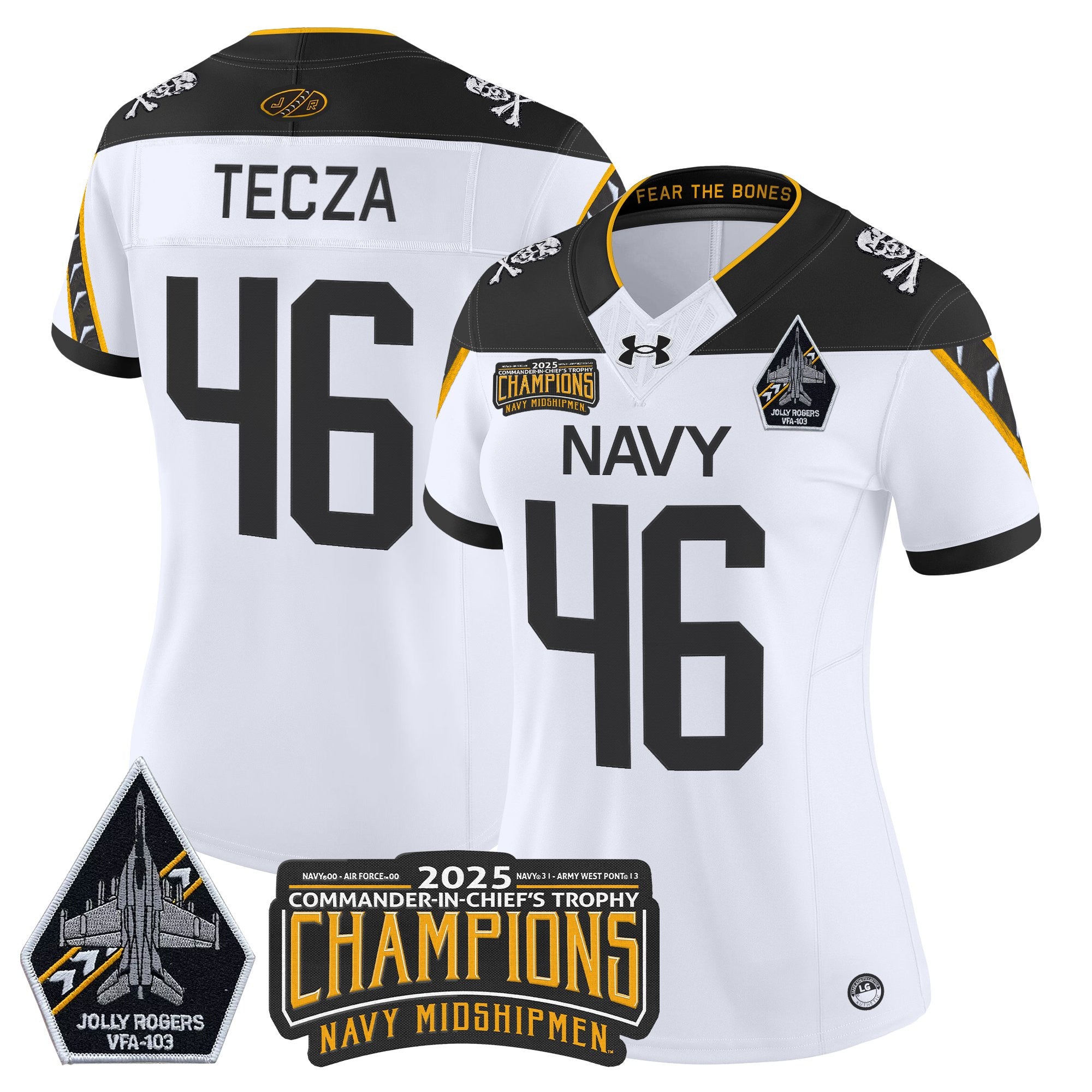 Women's Navy Midshipmen Jolly Rogers 2025 Commander-In-Chief's Trophy Champions Vapor Limited Jersey - All Stitched