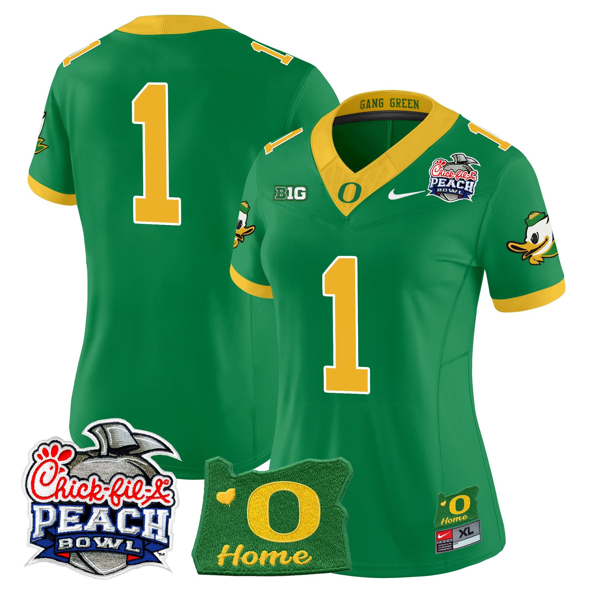 Women's Oregon Ducks 2026 Peach Bowl & Oregon State Patch Vapor Limited Jersey - All Stitched