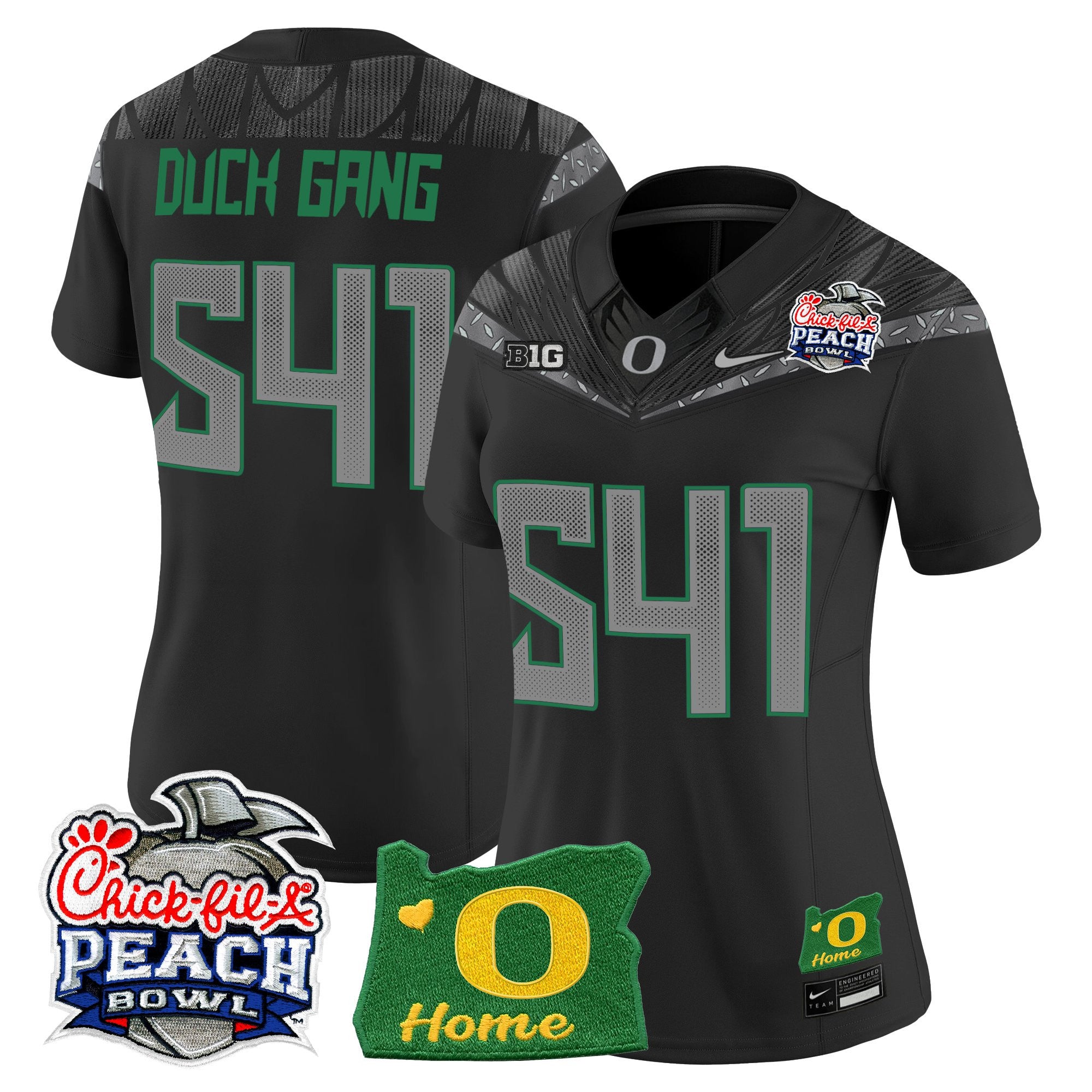 Women's Oregon Ducks 2026 Peach Bowl & Oregon State Patch Vapor Limited Jersey - All Stitched