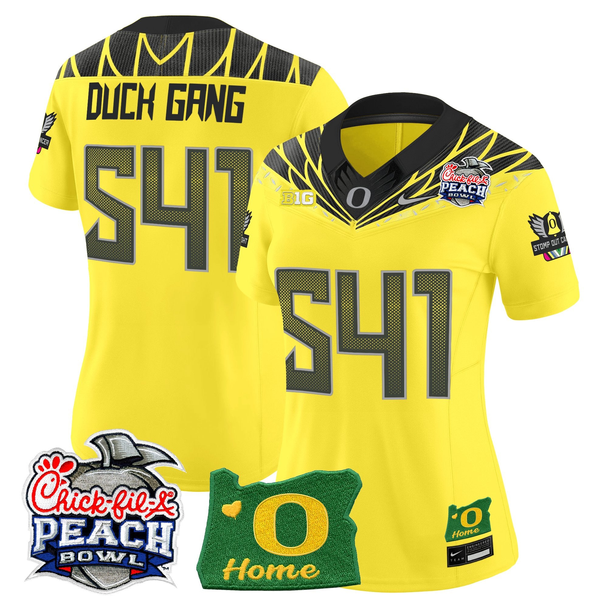 Women's Oregon Ducks 2026 Peach Bowl & Oregon State Patch Vapor Limited Jersey - All Stitched