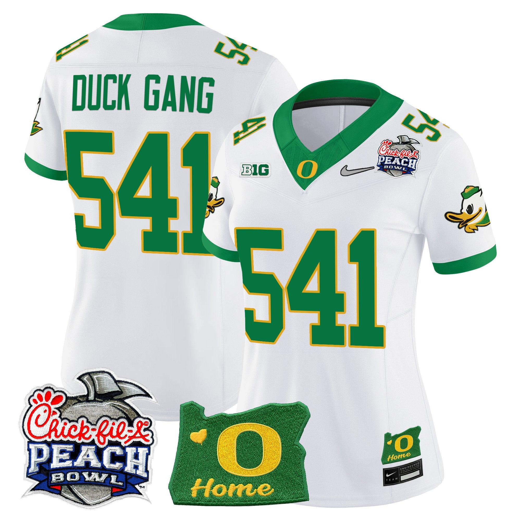 Women's Oregon Ducks 2026 Peach Bowl & Oregon State Patch Vapor Limited Jersey - All Stitched