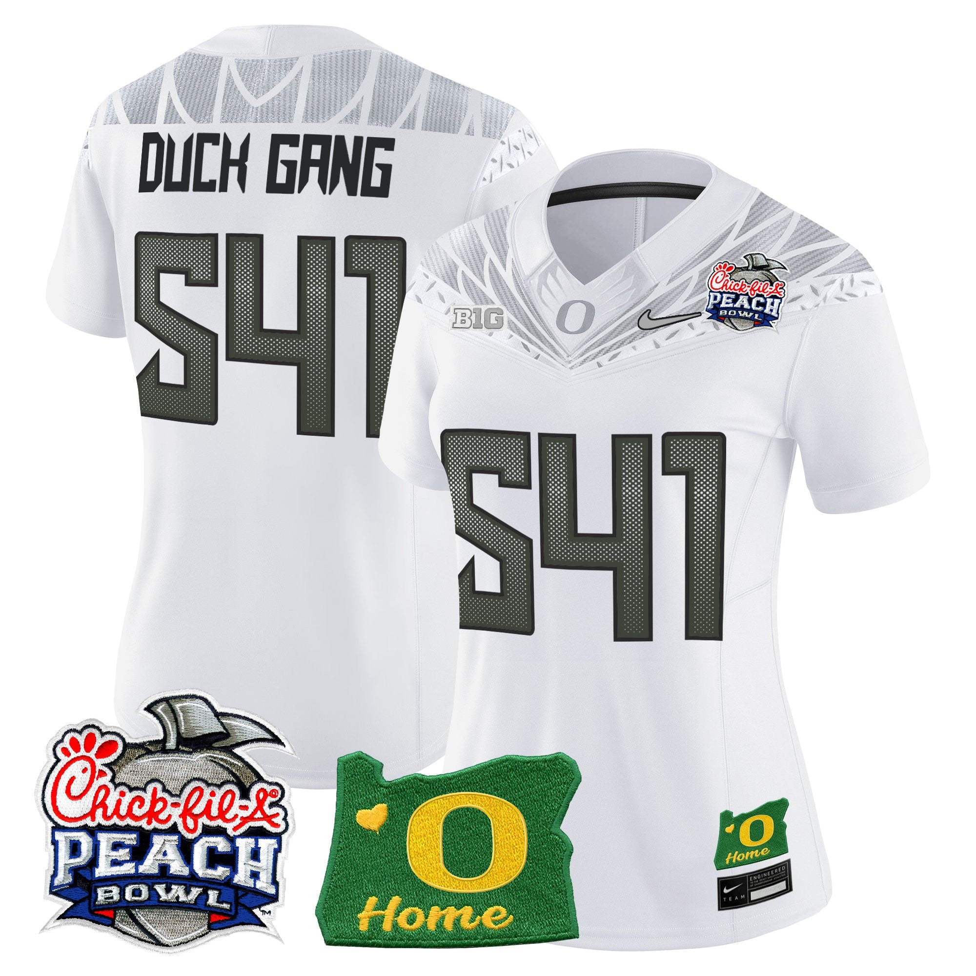 Women's Oregon Ducks 2026 Peach Bowl & Oregon State Patch Vapor Limited Jersey - All Stitched