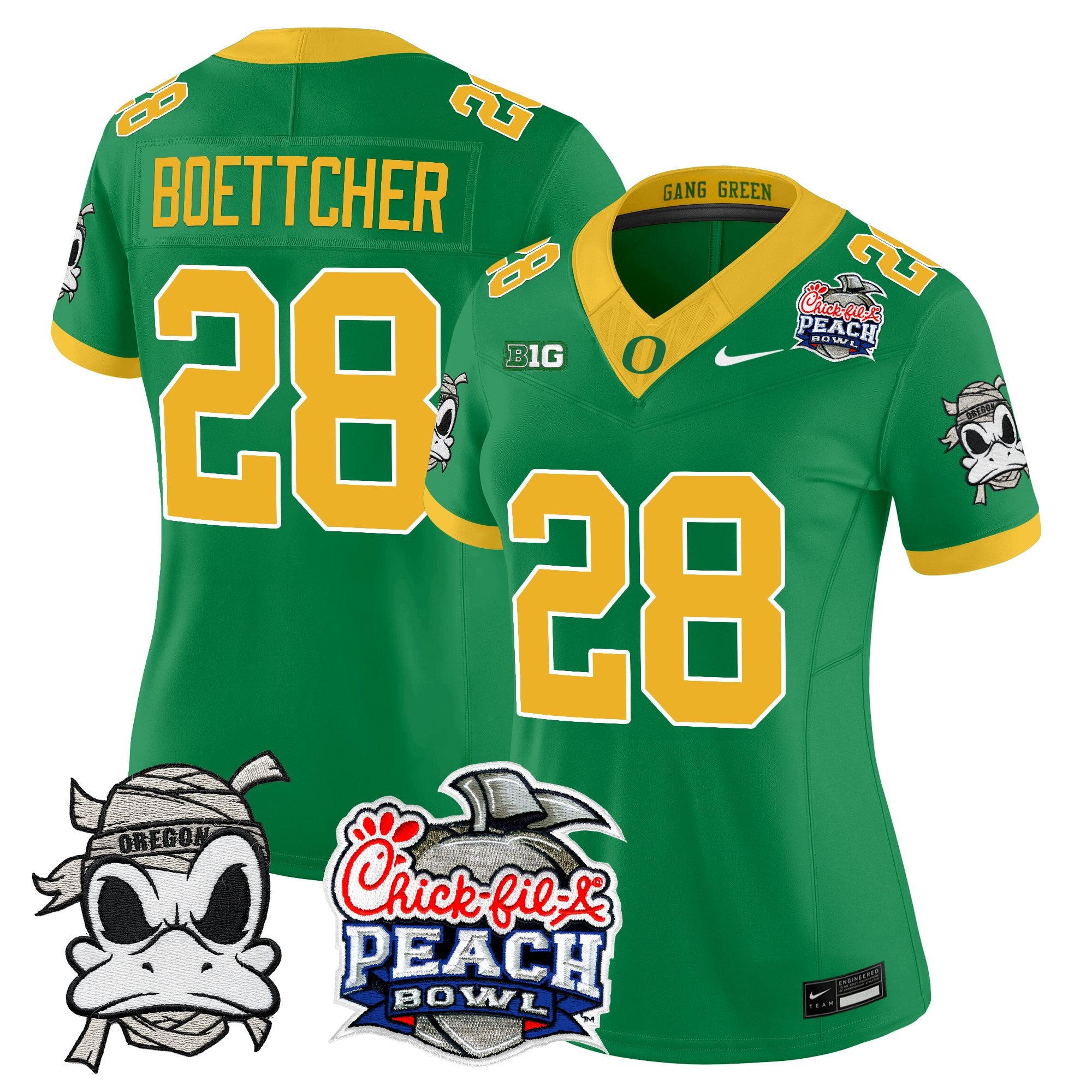 Women's Oregon Ducks "Mummy Duck" Vapor Limited Jersey - 2026 Peach Bowl Patch - All Stitched